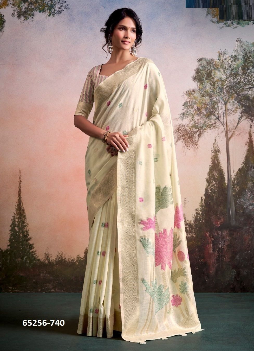SALONI FLOWER SILK - Catalog # 65256 (Set of 6 Sarees)