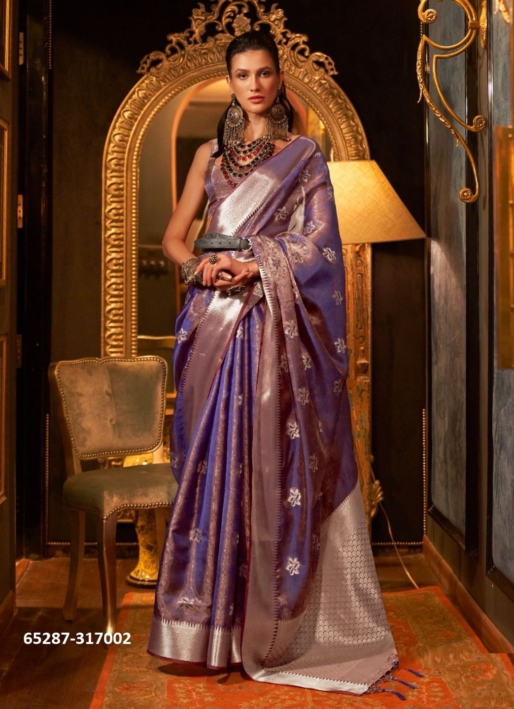 KATIE ORGANZA - Catalog # 65287 (Set of 5 Sarees) KATIE ORGANZA - Catalog # 65287 (Set of 5 Sarees)