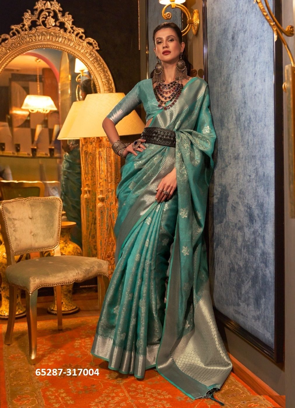 KATIE ORGANZA - Catalog # 65287 (Set of 5 Sarees) KATIE ORGANZA - Catalog # 65287 (Set of 5 Sarees)