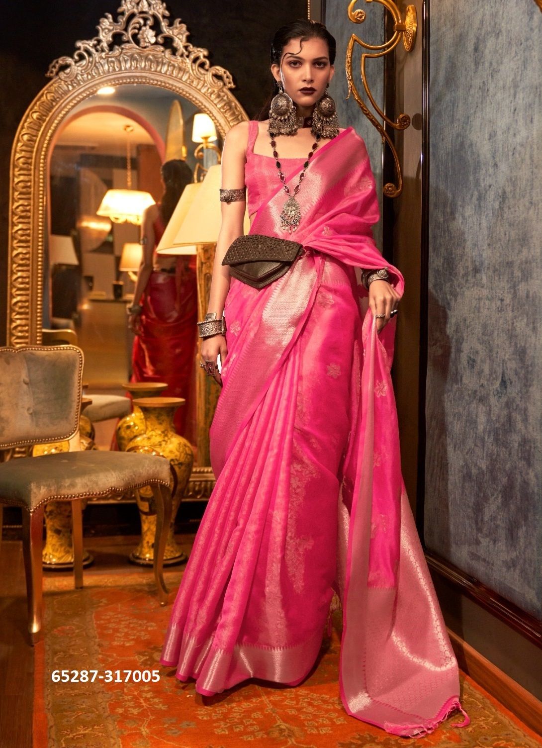 KATIE ORGANZA - Catalog # 65287 (Set of 5 Sarees) KATIE ORGANZA - Catalog # 65287 (Set of 5 Sarees)