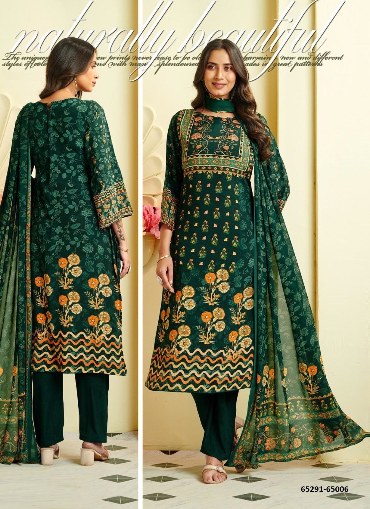HERITAGE - Catalog # 65291 (Set of 17 Semi-Stitched / Un-Stitched Suits)
