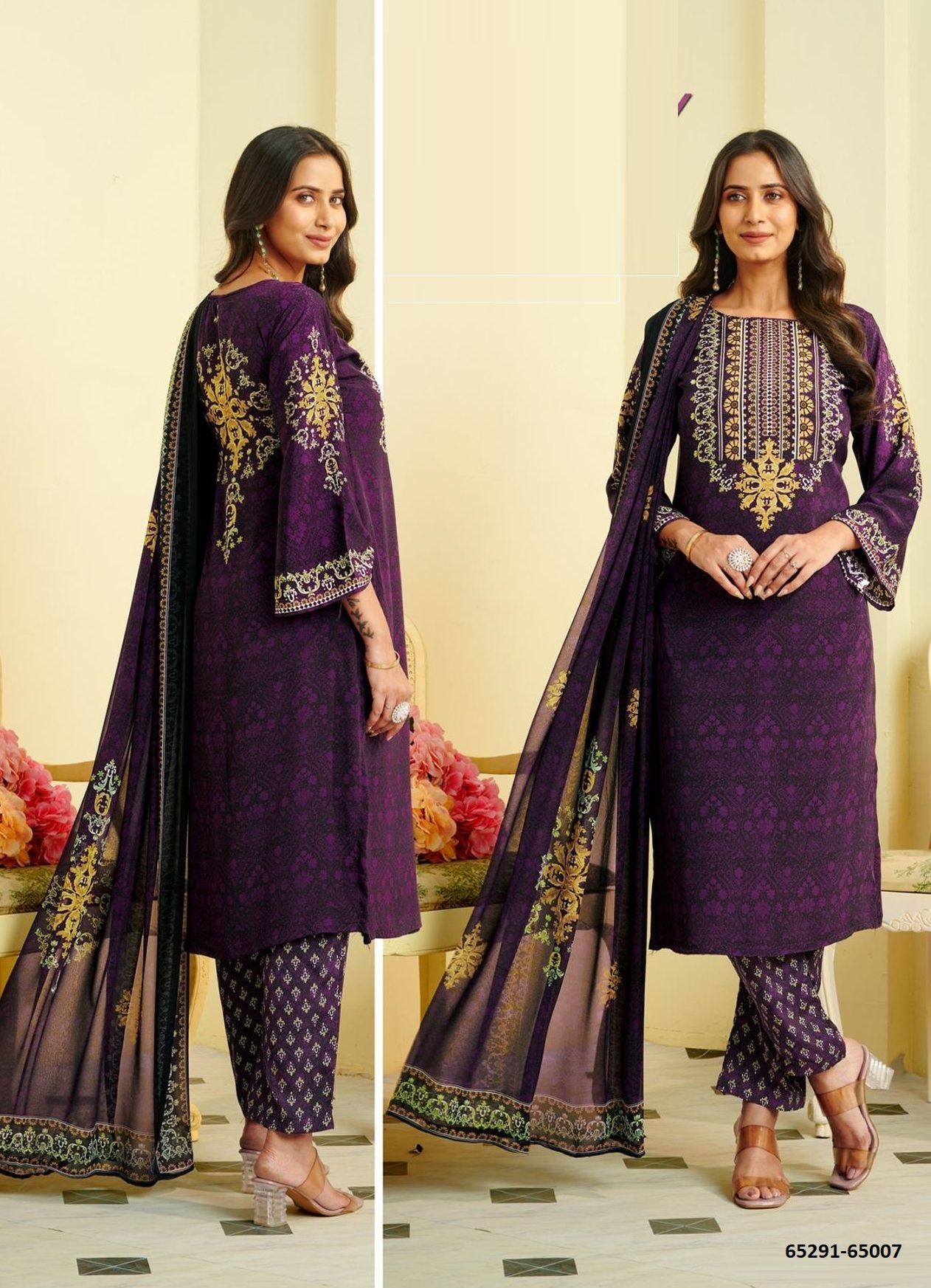 HERITAGE - Catalog # 65291 (Set of 17 Semi-Stitched / Un-Stitched Suits)
