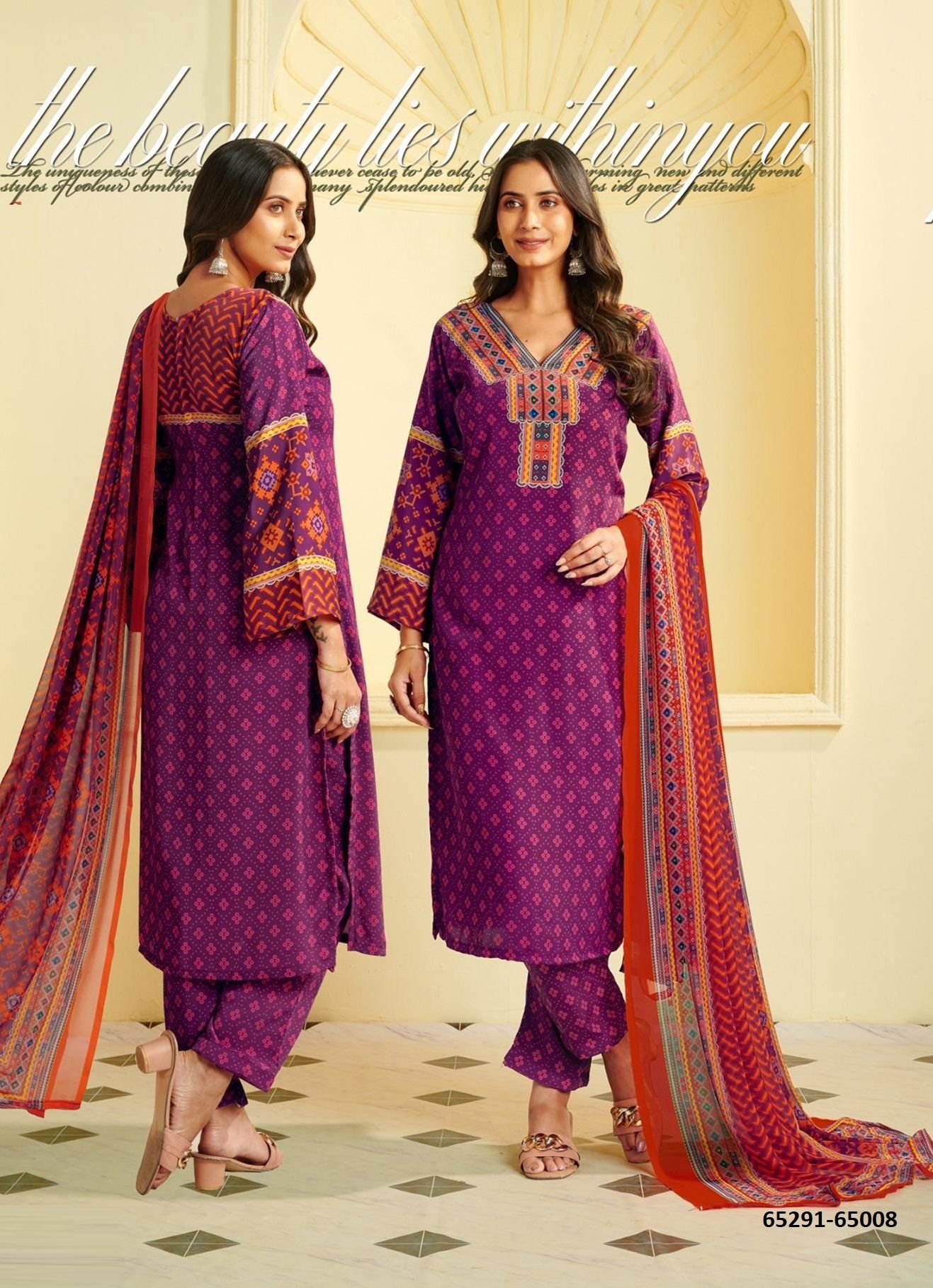 HERITAGE - Catalog # 65291 (Set of 17 Semi-Stitched / Un-Stitched Suits)