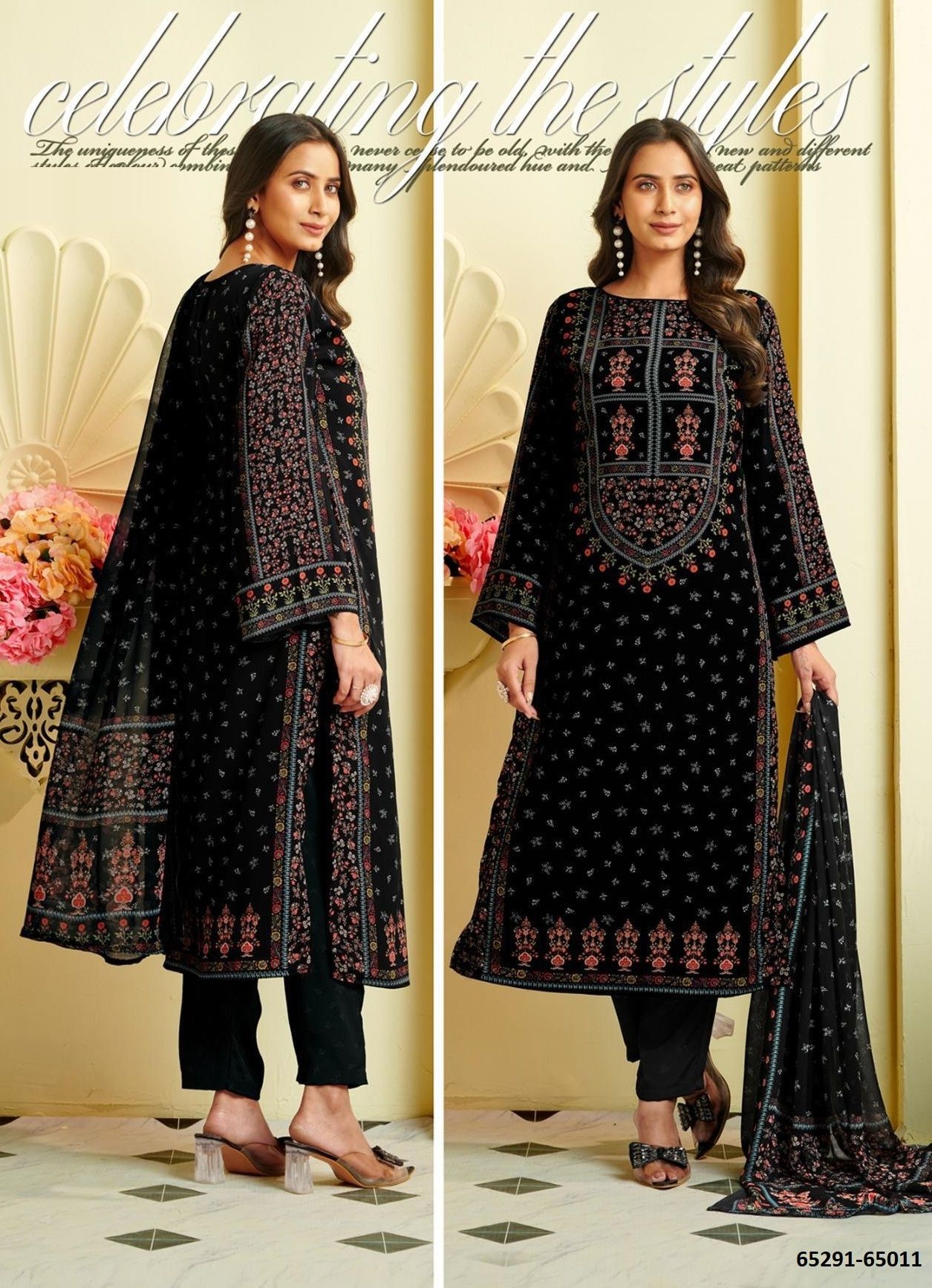 HERITAGE - Catalog # 65291 (Set of 17 Semi-Stitched / Un-Stitched Suits)