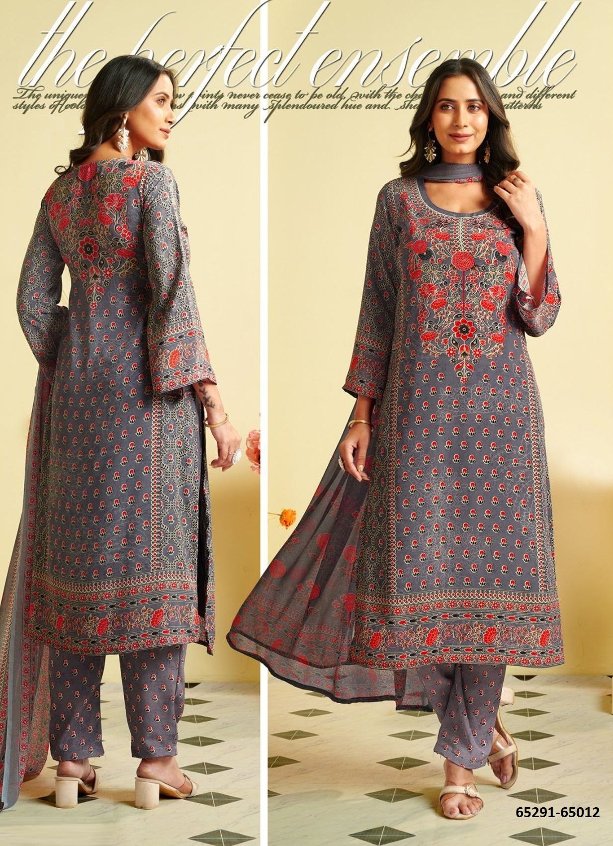 HERITAGE - Catalog # 65291 (Set of 17 Semi-Stitched / Un-Stitched Suits)