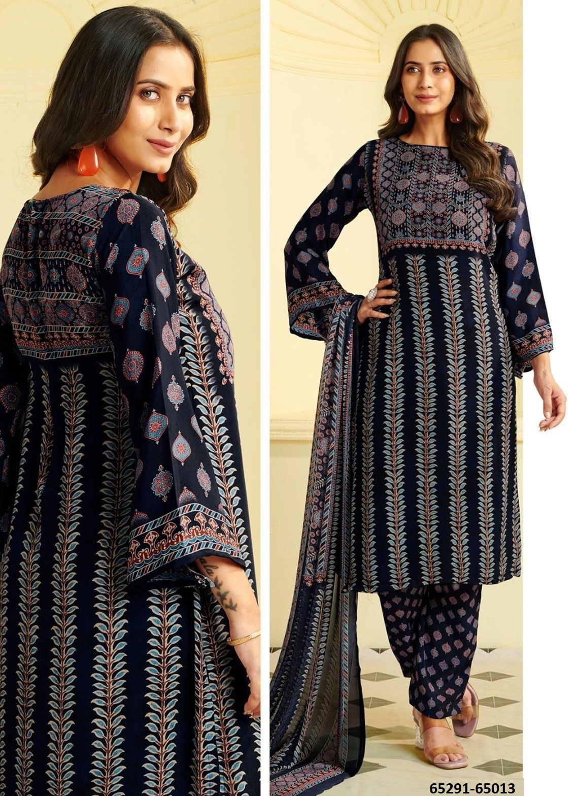 HERITAGE - Catalog # 65291 (Set of 17 Semi-Stitched / Un-Stitched Suits)