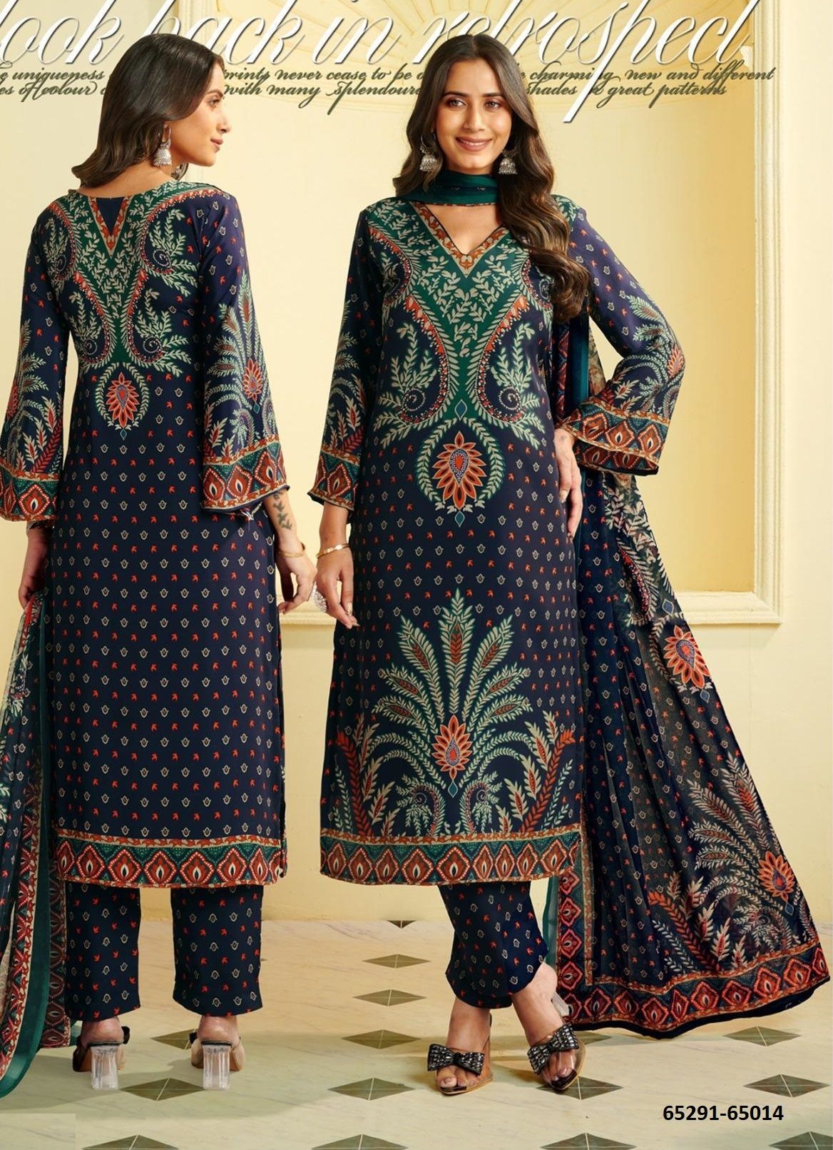 HERITAGE - Catalog # 65291 (Set of 17 Semi-Stitched / Un-Stitched Suits)
