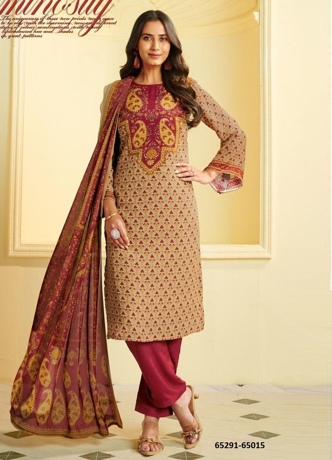 HERITAGE - Catalog # 65291 (Set of 17 Semi-Stitched / Un-Stitched Suits)