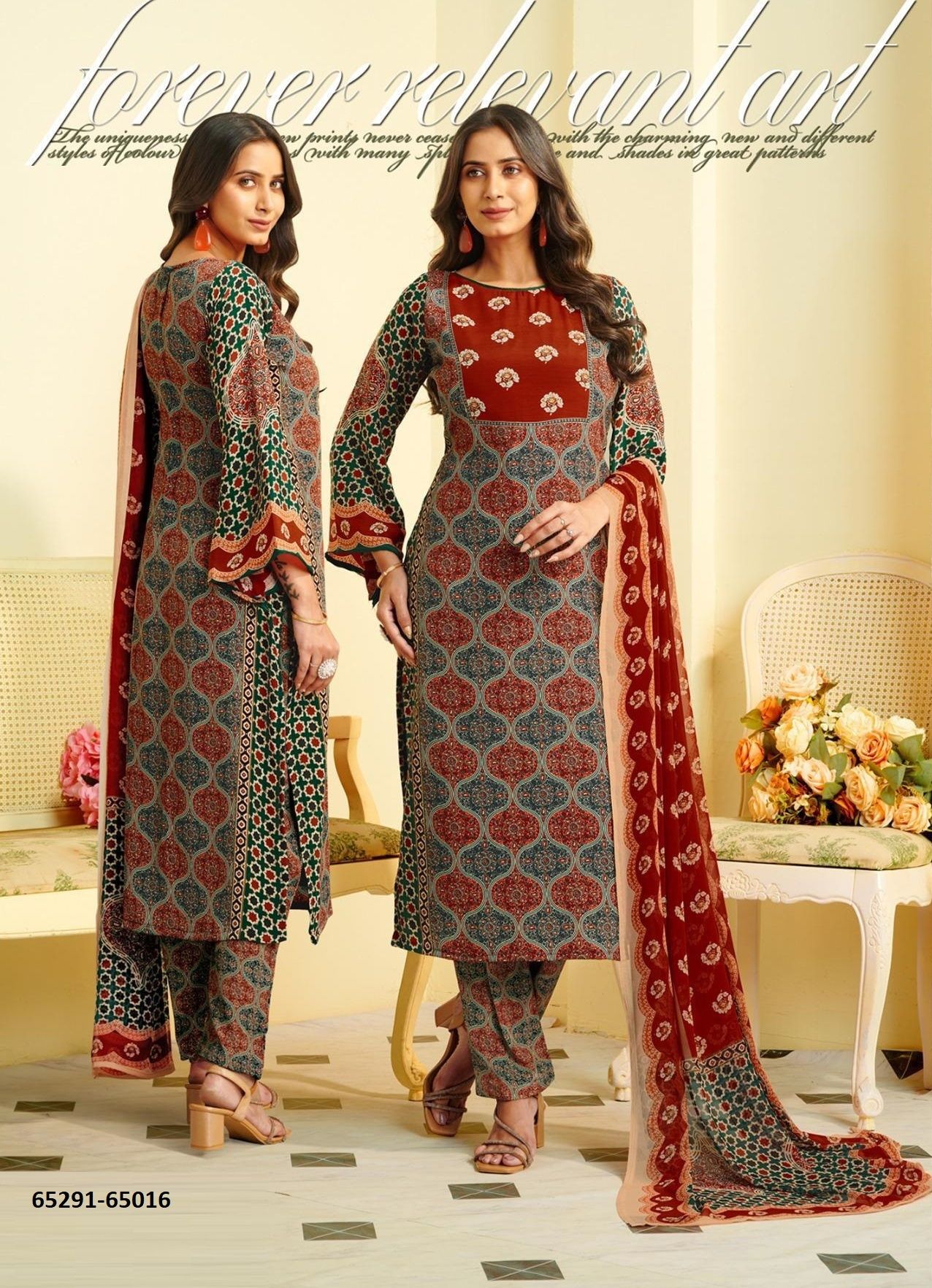 HERITAGE - Catalog # 65291 (Set of 17 Semi-Stitched / Un-Stitched Suits)