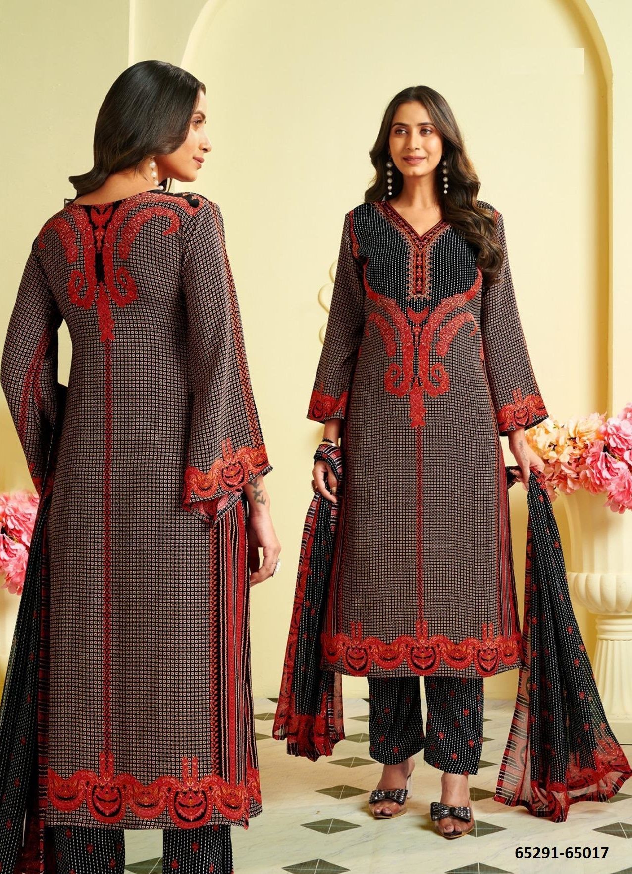 HERITAGE - Catalog # 65291 (Set of 17 Semi-Stitched / Un-Stitched Suits)