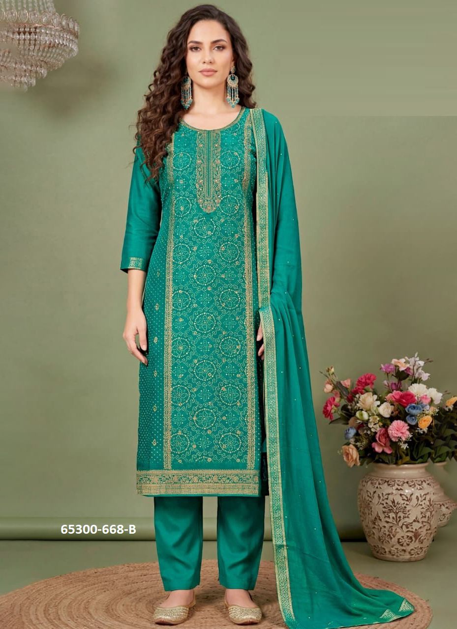 SILK PETAL 2 - Catalog # 65300 (Set of 4 Semi-Stitched / Un-Stitched Suits)