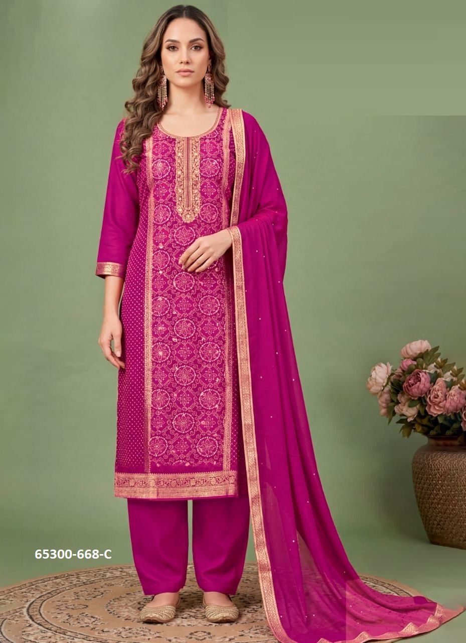 SILK PETAL 2 - Catalog # 65300 (Set of 4 Semi-Stitched / Un-Stitched Suits)