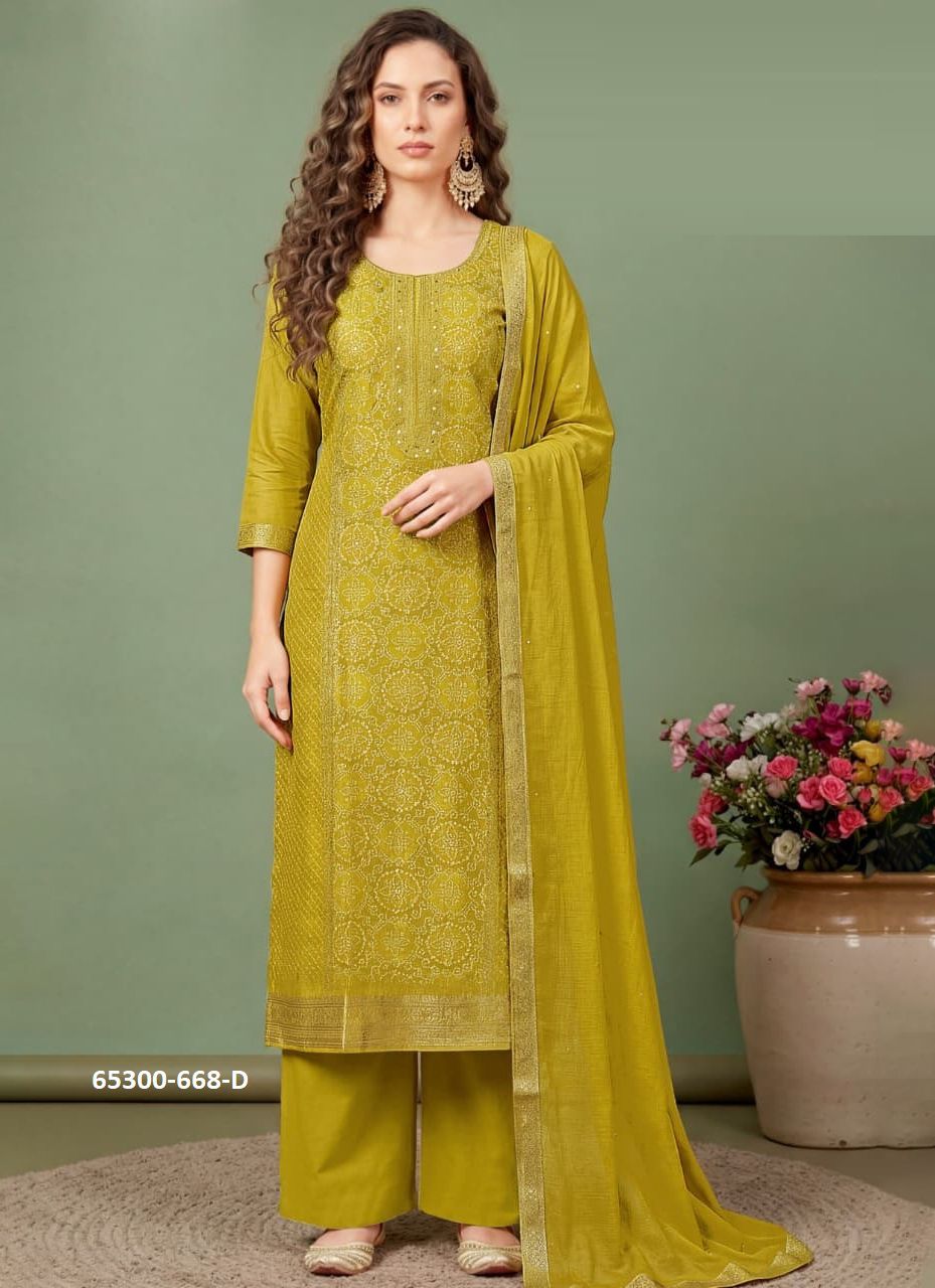 SILK PETAL 2 - Catalog # 65300 (Set of 4 Semi-Stitched / Un-Stitched Suits)