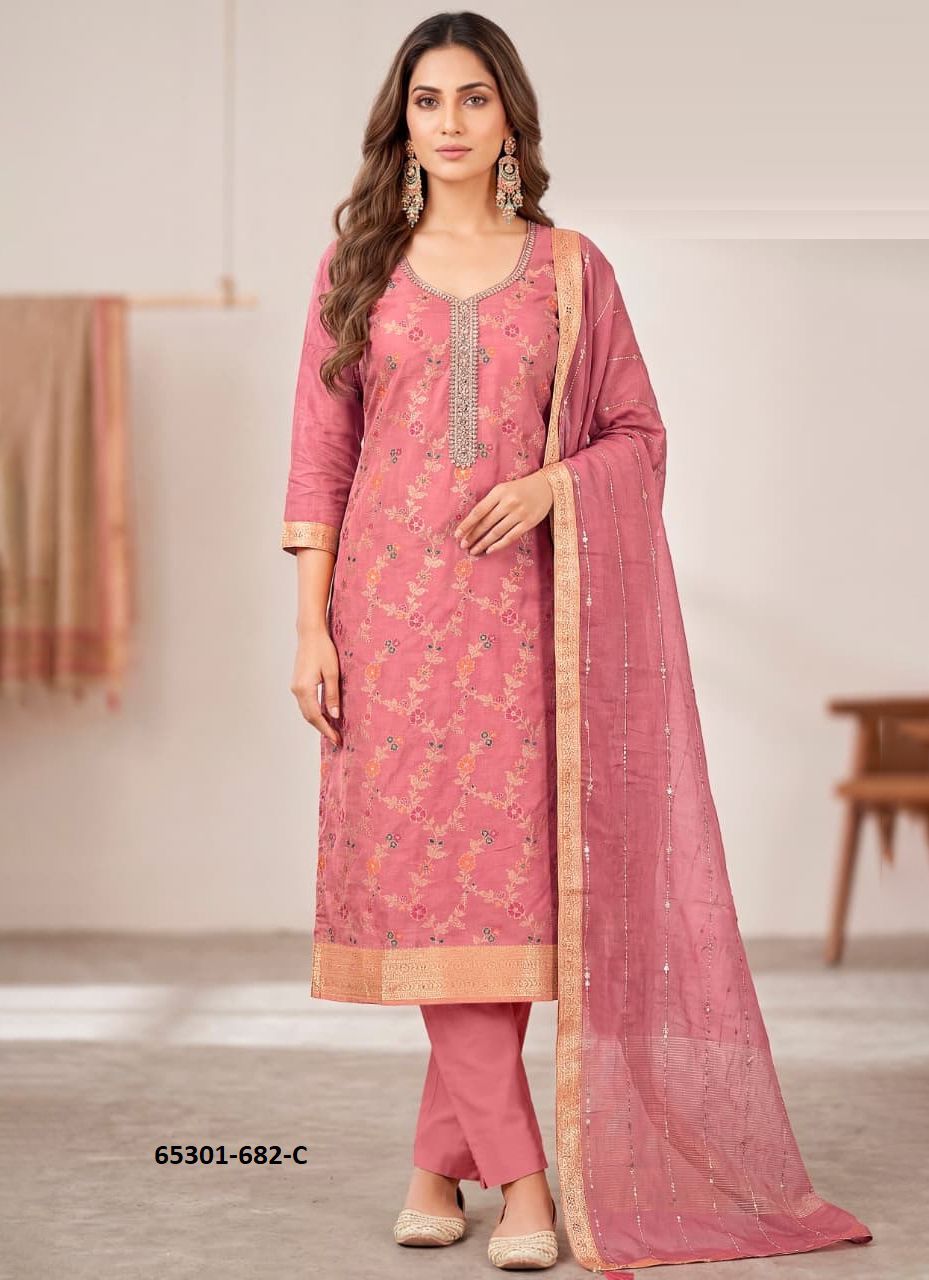 SILK STORY 2 - Catalog # 65301 (Set of 4 Semi-Stitched / Un-Stitched Suits)