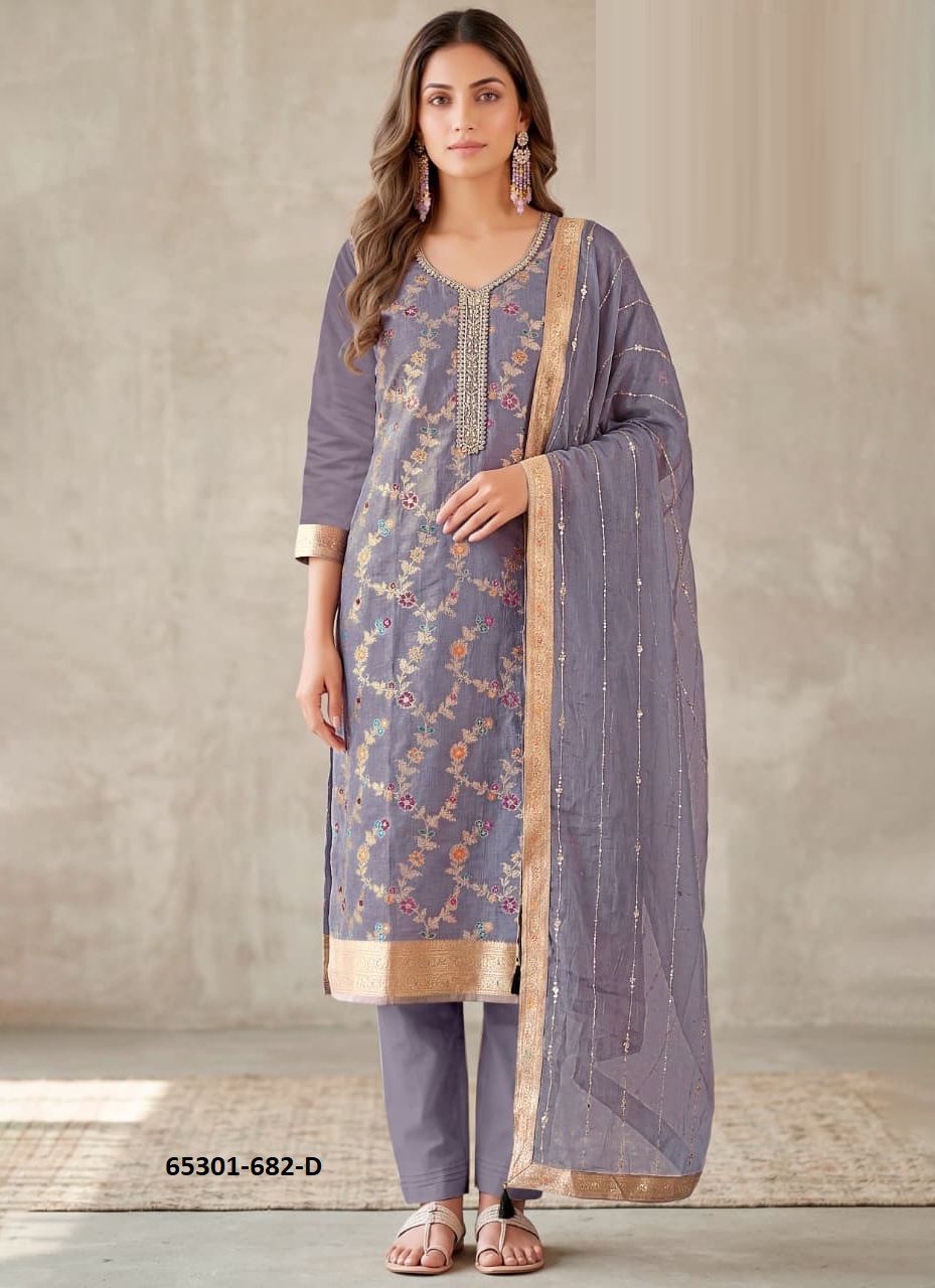 SILK STORY 2 - Catalog # 65301 (Set of 4 Semi-Stitched / Un-Stitched Suits)