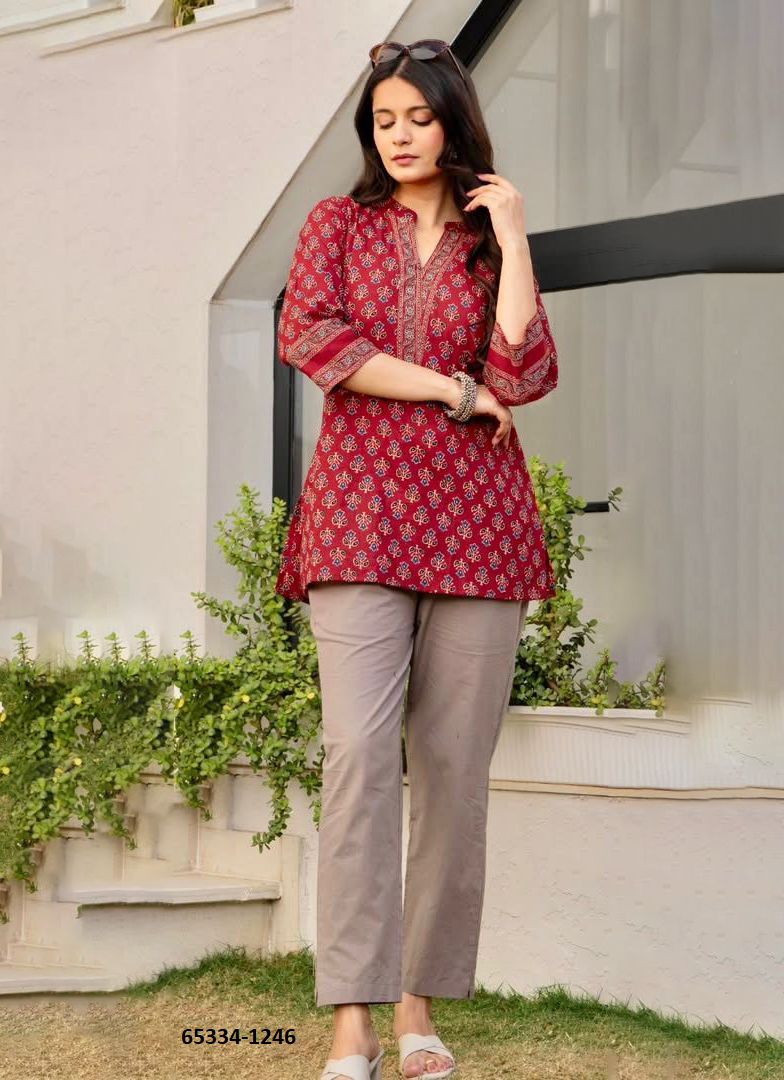 BLUSH 7 - Catalog # 65334 (Set of 6 Readymade Women's Kurtis / Tops)