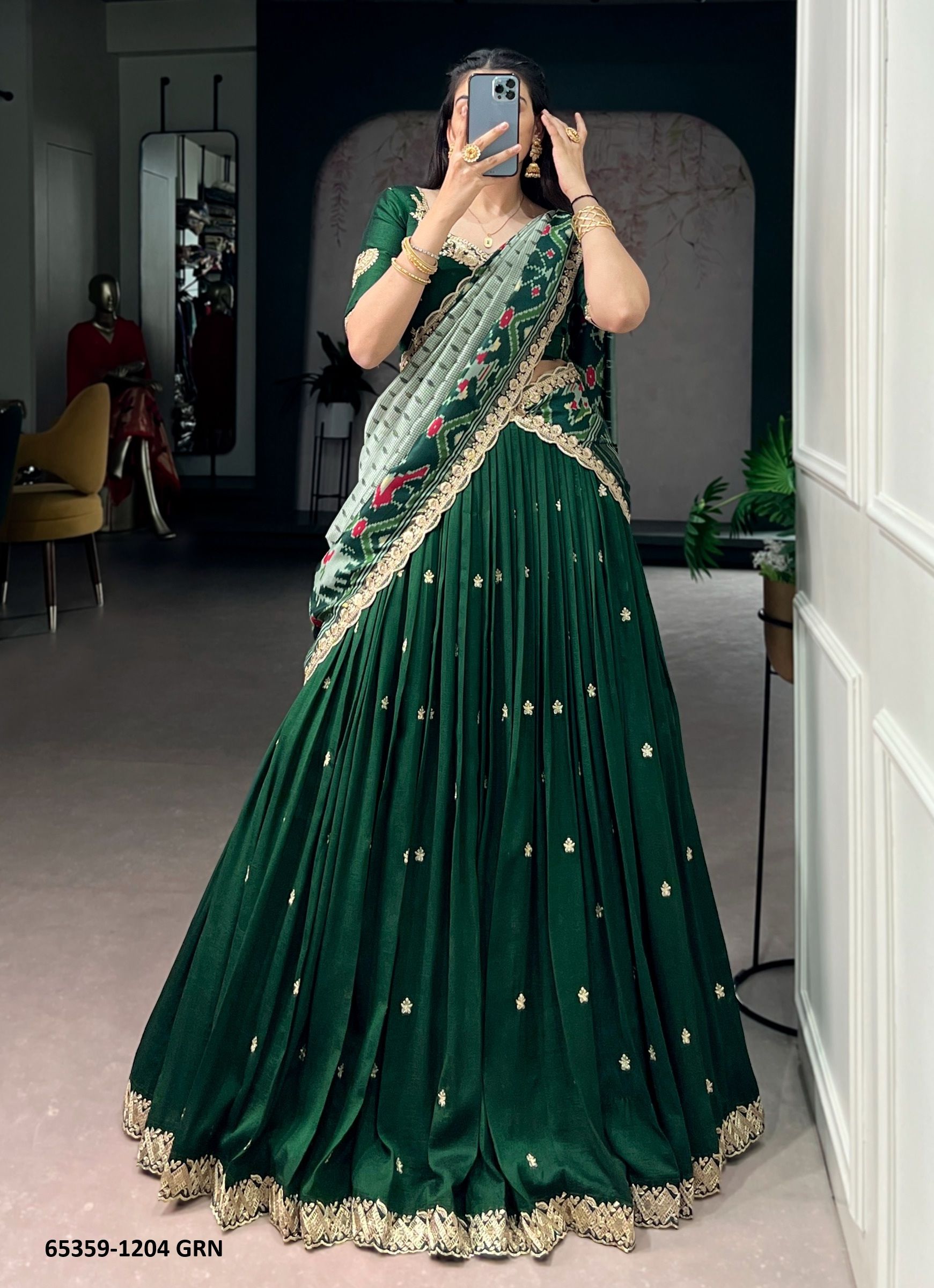 AARNA 1204 - Catalog # 65359 (Set of 4 Semi-Stitched Lehengas)