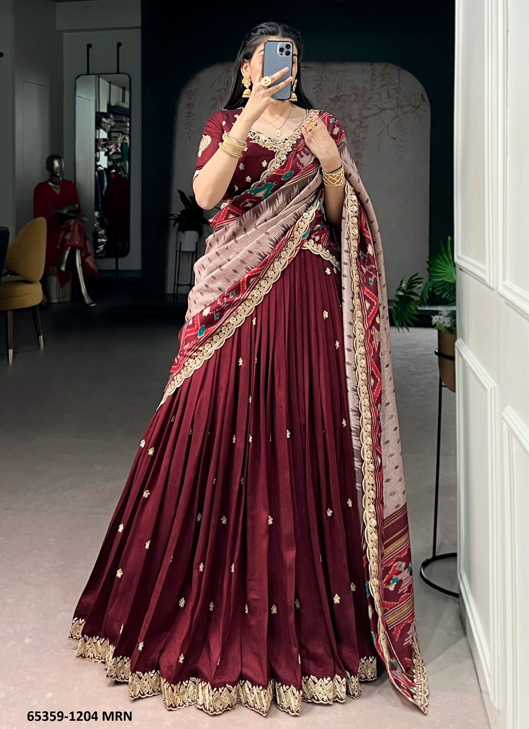 AARNA 1204 - Catalog # 65359 (Set of 4 Semi-Stitched Lehengas)