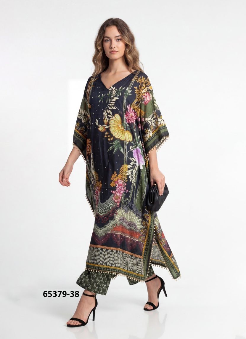 KAFTAN CO-ORD SET VALUE ADDITION 6 - Catalog # 65379 (Set of 6 Tops With Bottoms) KAFTAN CO-ORD SET VALUE ADDITION 6 - Catalog # 65379 (Set of 6 Tops With Bottoms)