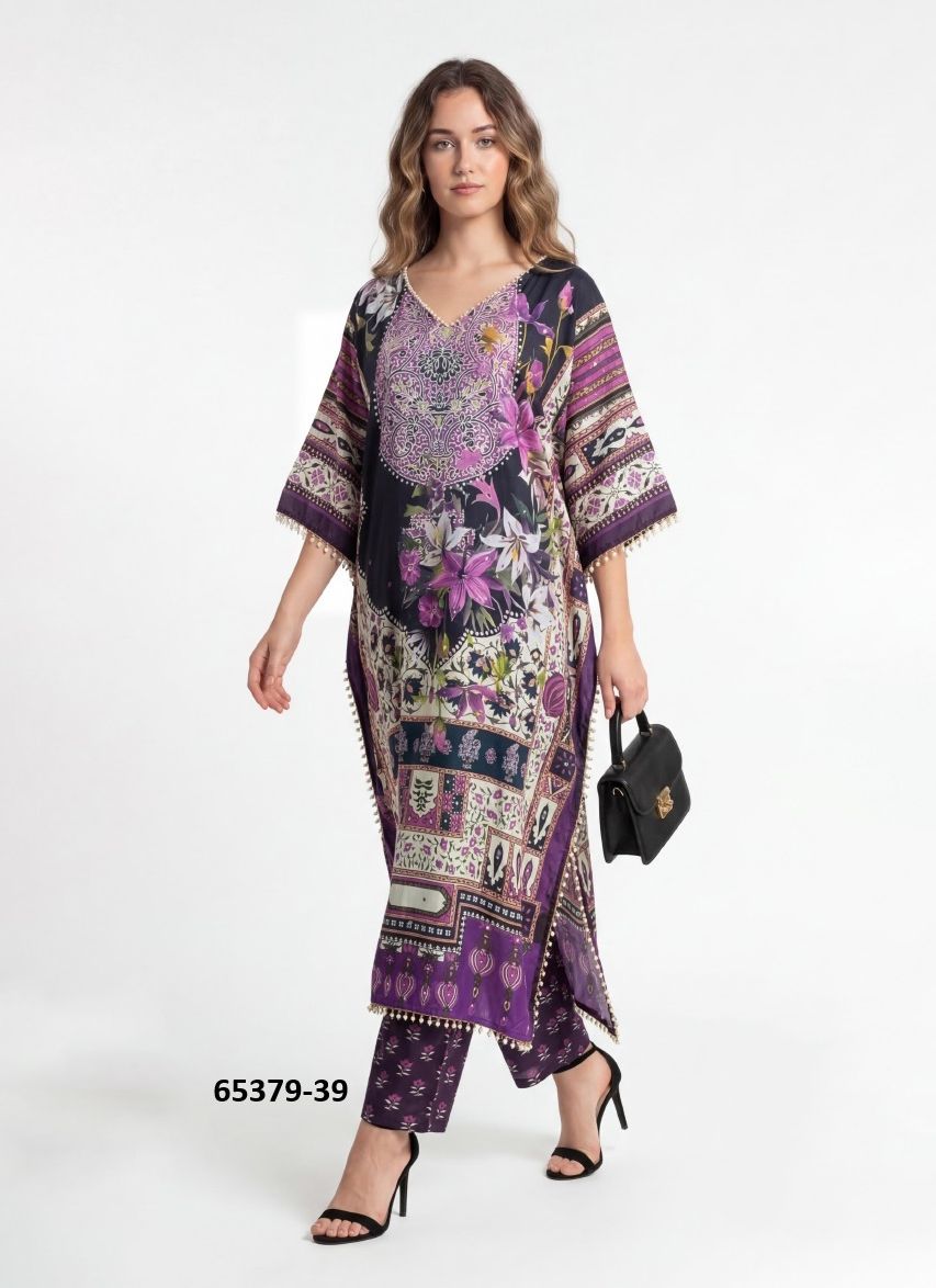 KAFTAN CO-ORD SET VALUE ADDITION 6 - Catalog # 65379 (Set of 6 Tops With Bottoms) KAFTAN CO-ORD SET VALUE ADDITION 6 - Catalog # 65379 (Set of 6 Tops With Bottoms)