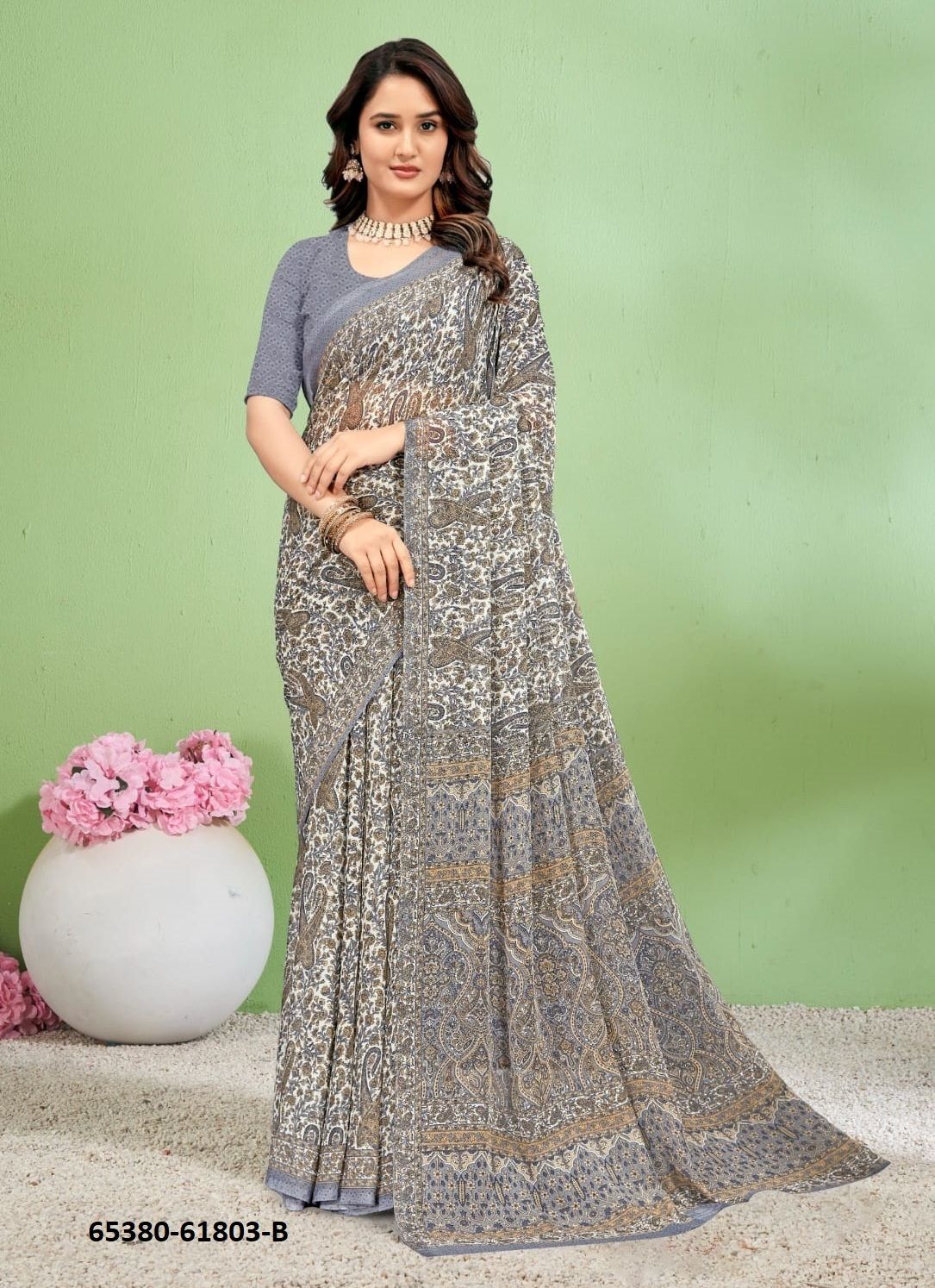 SUPER STAR CHIFFON 232 - Catalog # 65380 (Set of 12 Sarees) SUPER STAR CHIFFON 232 - Catalog # 65380 (Set of 12 Sarees)