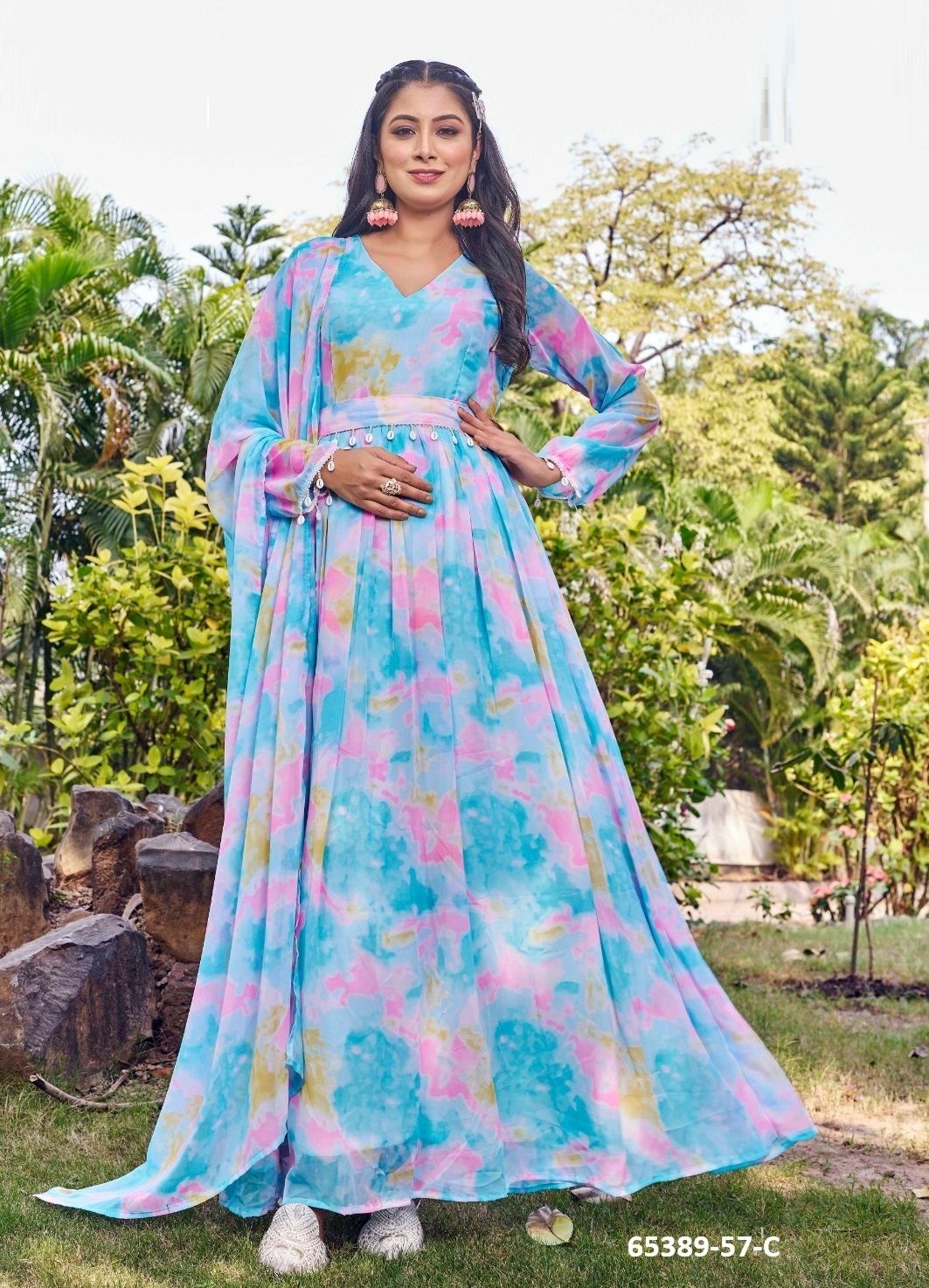 AAKASRSHINI - Catalog # 65389 (Set of 3 Readymade Gowns) AAKASRSHINI - Catalog # 65389 (Set of 3 Readymade Gowns)