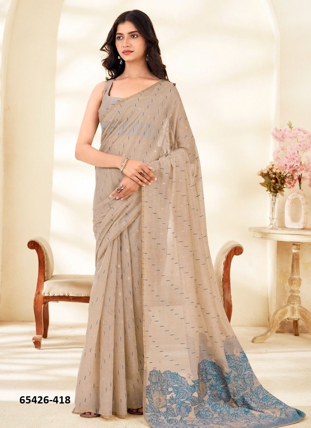 CREAM SILK - Catalog # 65426 (Set of 6 Sarees) CREAM SILK - Catalog # 65426 (Set of 6 Sarees)