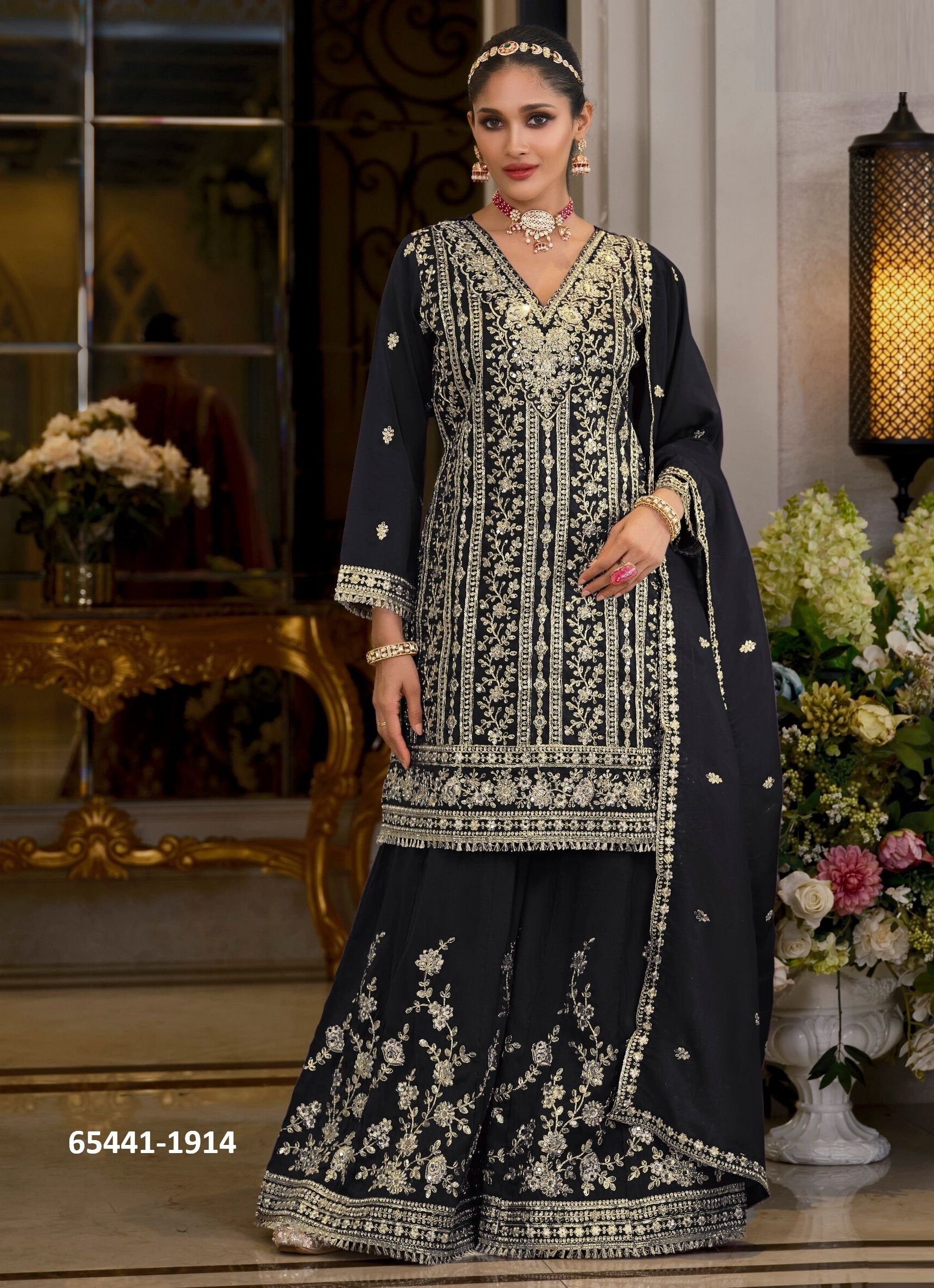 NAYAAB - BLACK & WHITE - Catalog # 65441 (Set of 2 Readymade Salwar Suits) NAYAAB - BLACK & WHITE - Catalog # 65441 (Set of 2 Readymade Salwar Suits)