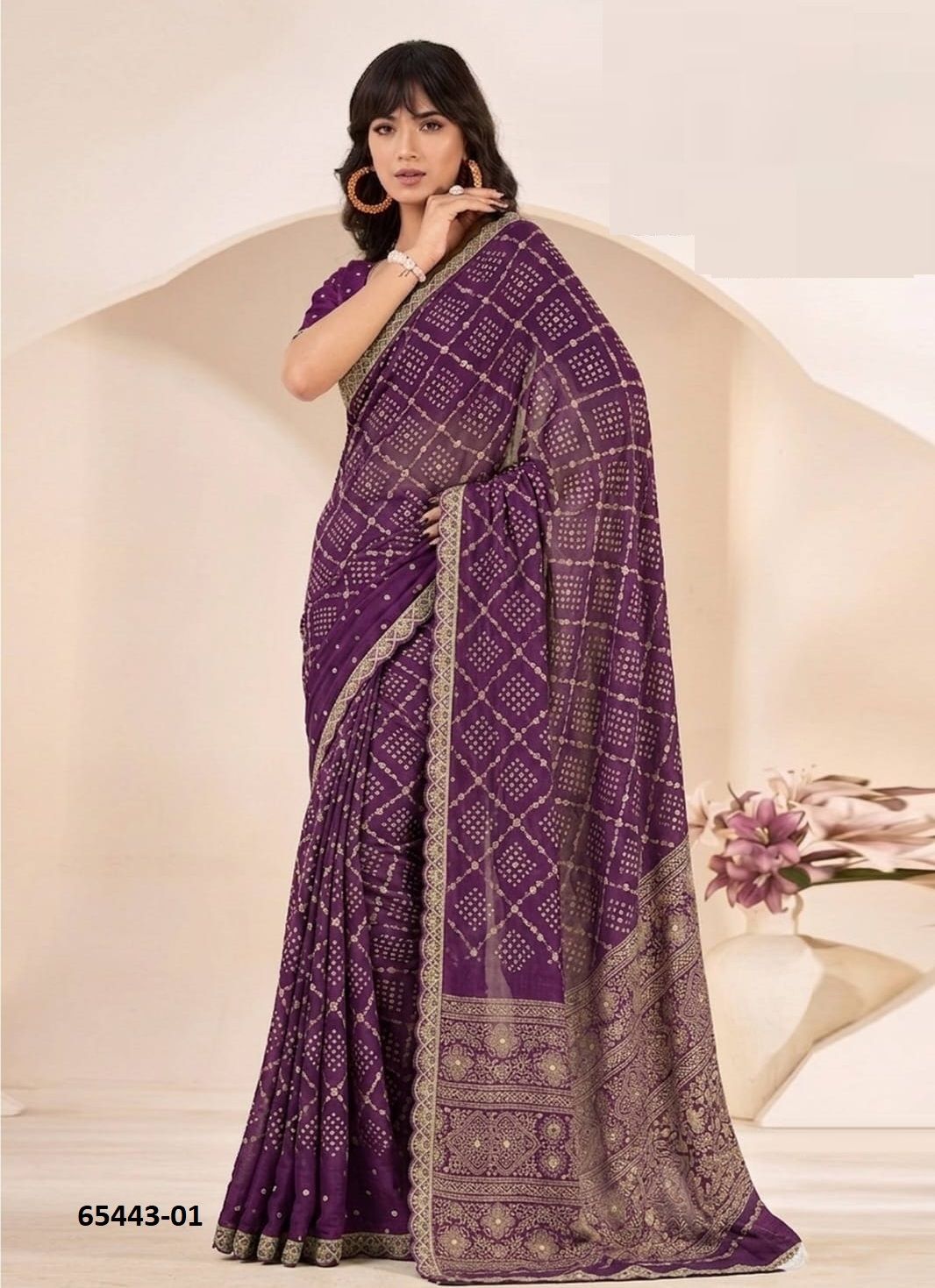 RANI BANDHEJ 7 - Catalog # 65443 (Set of 6 Sarees) RANI BANDHEJ 7 - Catalog # 65443 (Set of 6 Sarees)