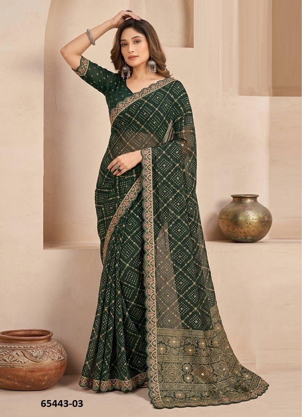 RANI BANDHEJ 7 - Catalog # 65443 (Set of 6 Sarees) RANI BANDHEJ 7 - Catalog # 65443 (Set of 6 Sarees)