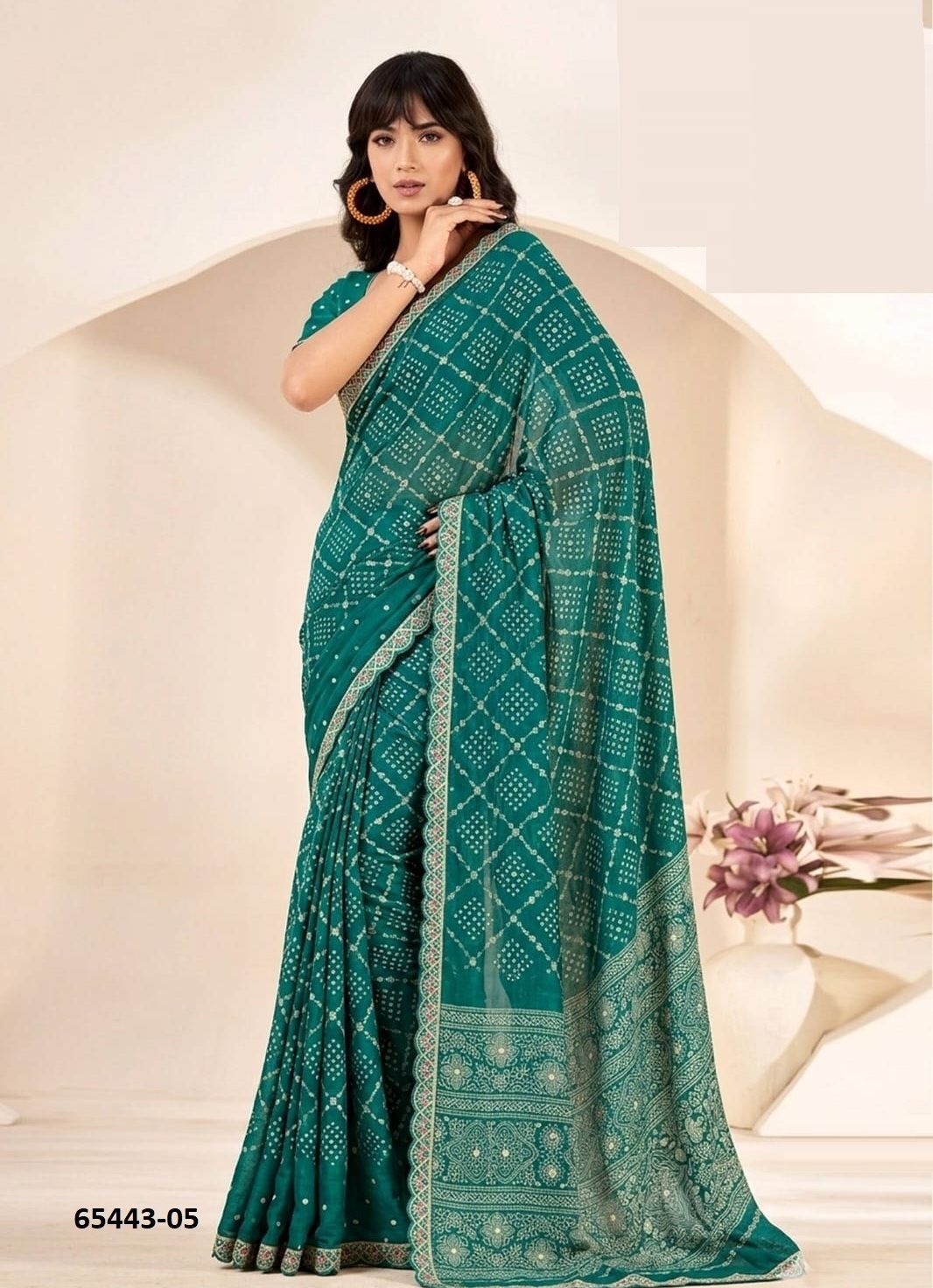 RANI BANDHEJ 7 - Catalog # 65443 (Set of 6 Sarees) RANI BANDHEJ 7 - Catalog # 65443 (Set of 6 Sarees)