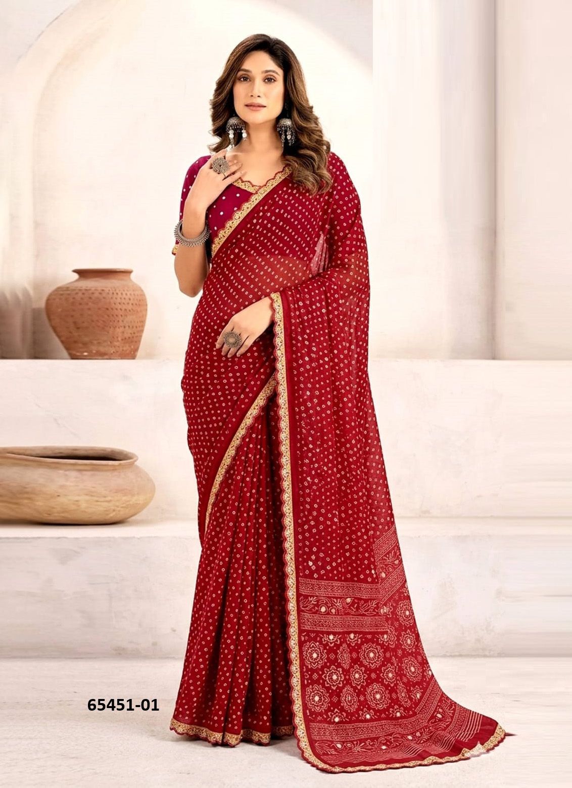 RANI BANDHEJ 6 - Catalog # 65451 (Set of 6 Sarees) RANI BANDHEJ 6 - Catalog # 65451 (Set of 6 Sarees)