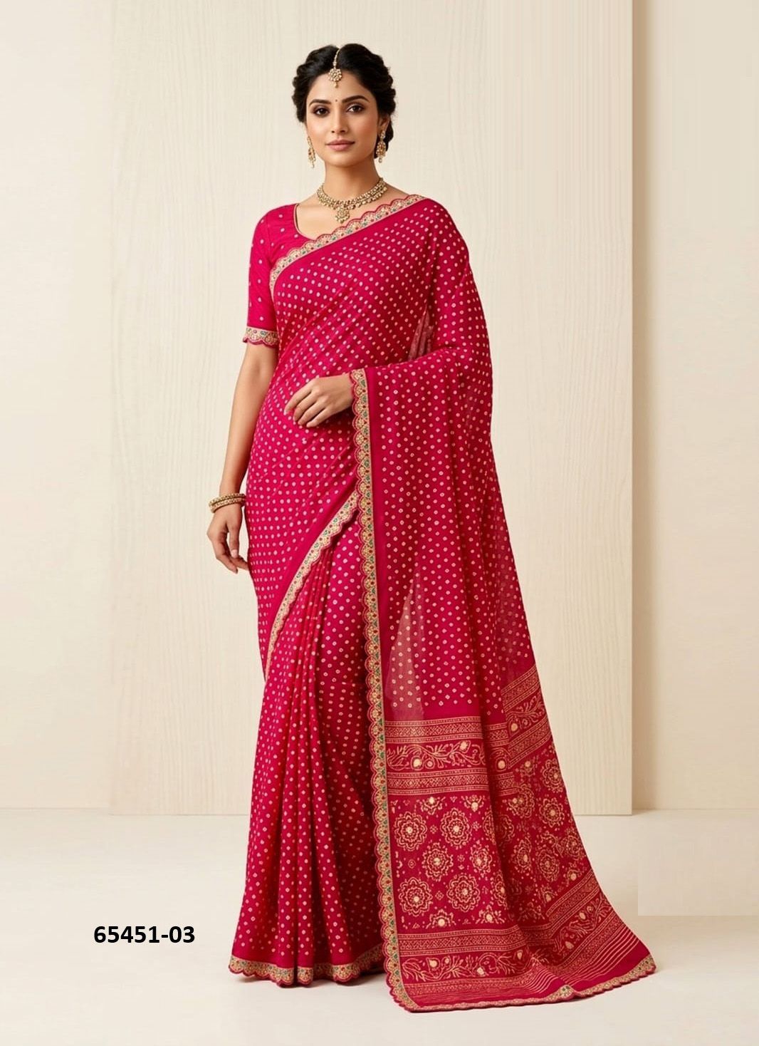 RANI BANDHEJ 6 - Catalog # 65451 (Set of 6 Sarees) RANI BANDHEJ 6 - Catalog # 65451 (Set of 6 Sarees)