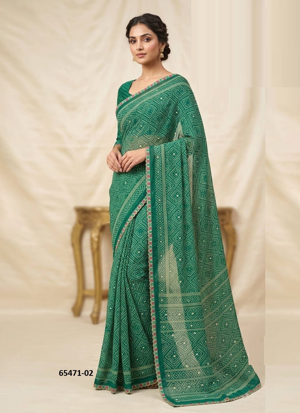 RANI BANDHEJ 5 - Catalog # 65471 (Set of 6 Sarees) RANI BANDHEJ 5 - Catalog # 65471 (Set of 6 Sarees)
