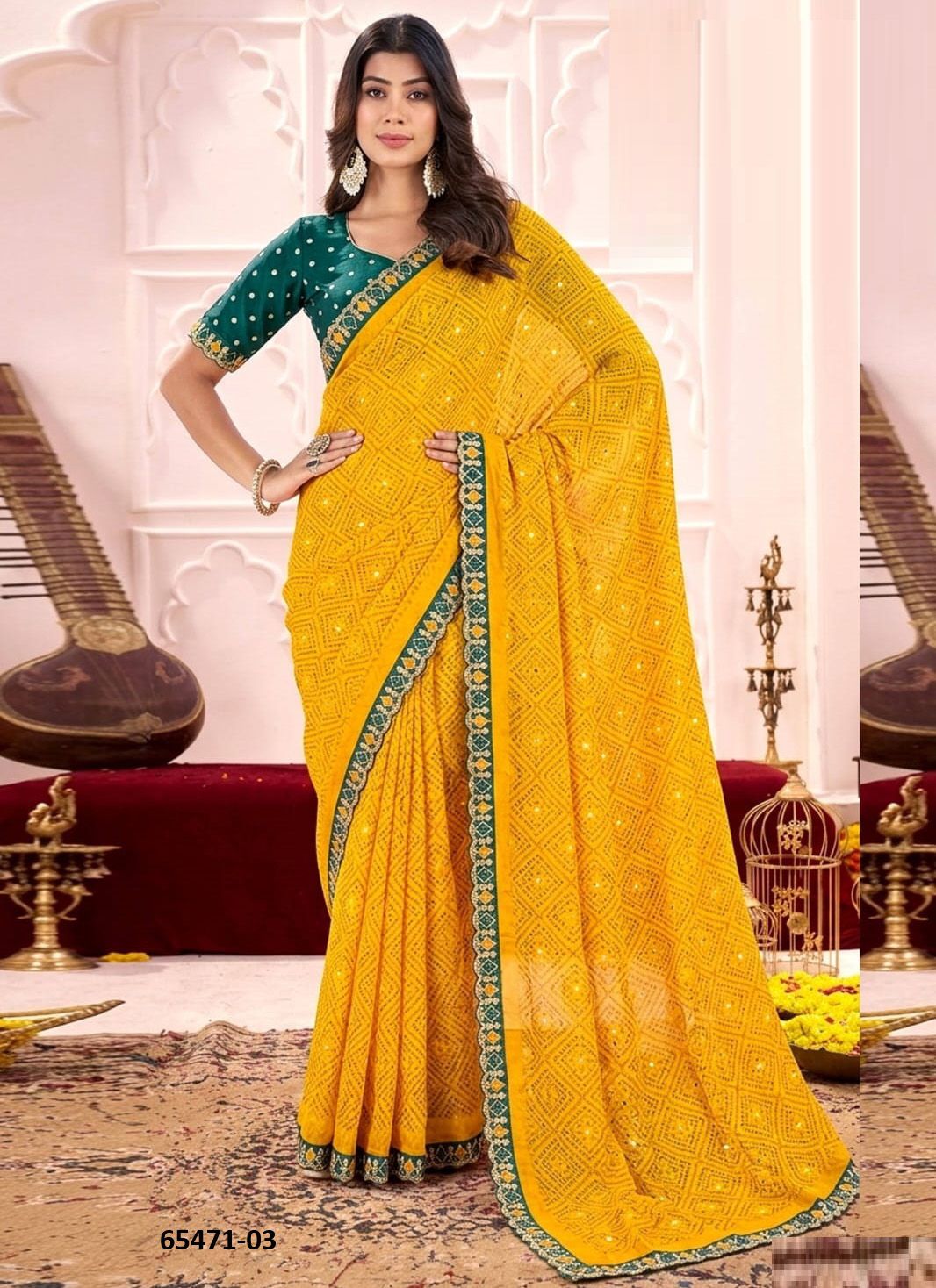 RANI BANDHEJ 5 - Catalog # 65471 (Set of 6 Sarees) RANI BANDHEJ 5 - Catalog # 65471 (Set of 6 Sarees)