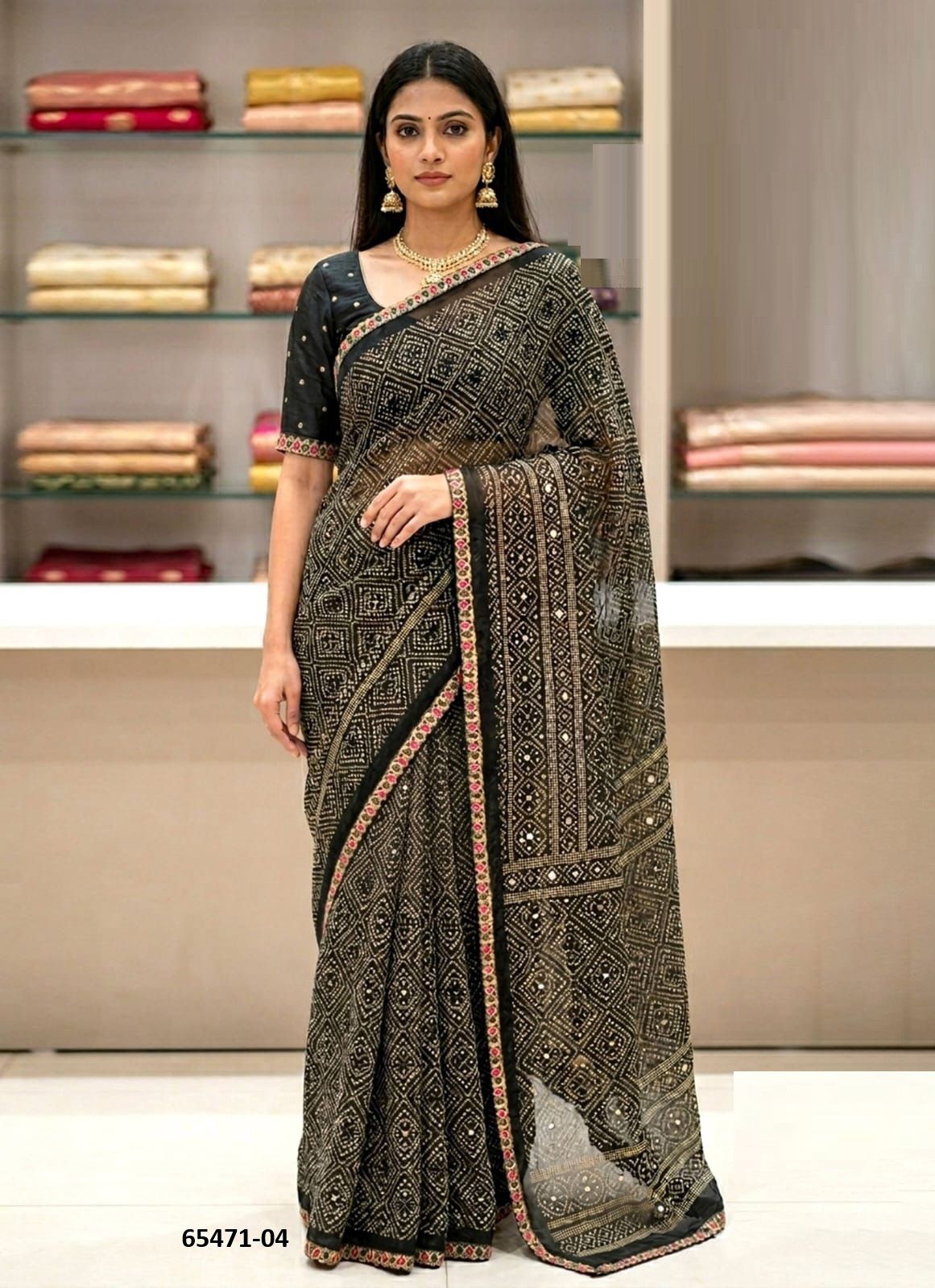RANI BANDHEJ 5 - Catalog # 65471 (Set of 6 Sarees) RANI BANDHEJ 5 - Catalog # 65471 (Set of 6 Sarees)