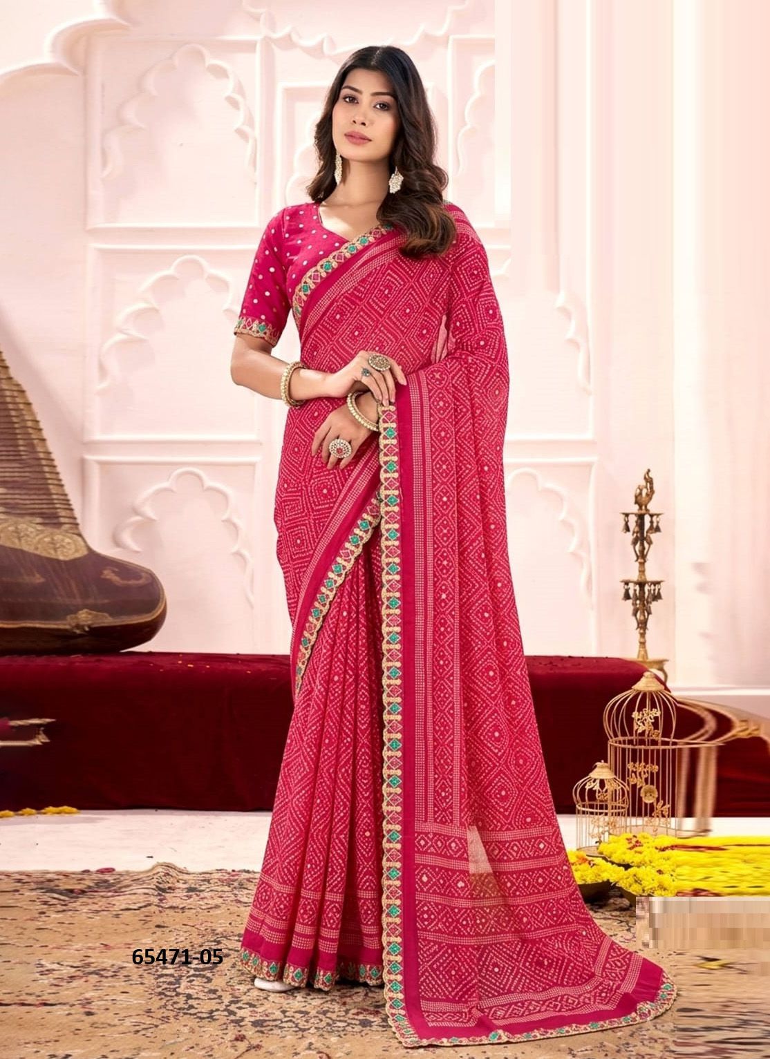 RANI BANDHEJ 5 - Catalog # 65471 (Set of 6 Sarees) RANI BANDHEJ 5 - Catalog # 65471 (Set of 6 Sarees)