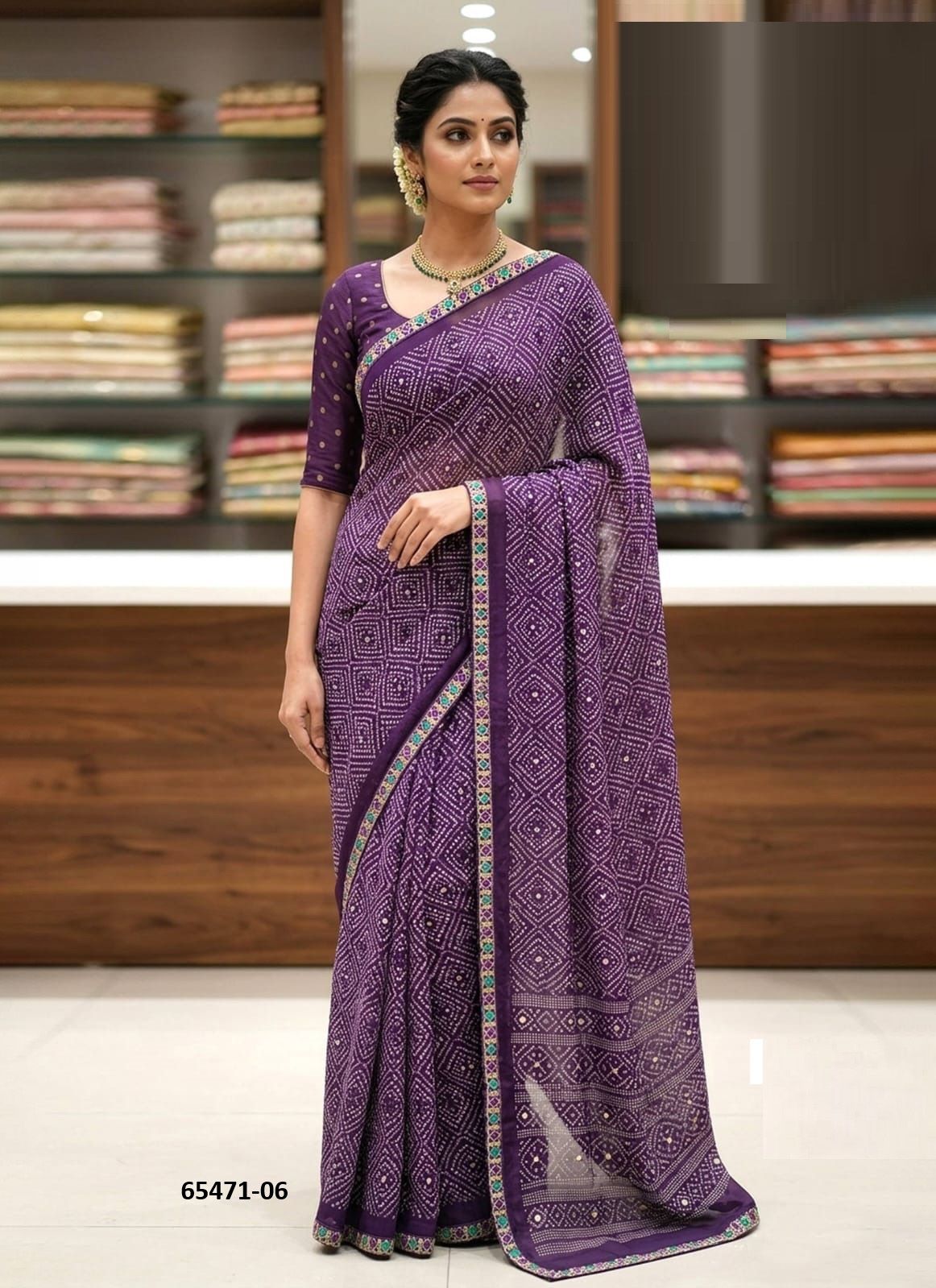RANI BANDHEJ 5 - Catalog # 65471 (Set of 6 Sarees) RANI BANDHEJ 5 - Catalog # 65471 (Set of 6 Sarees)