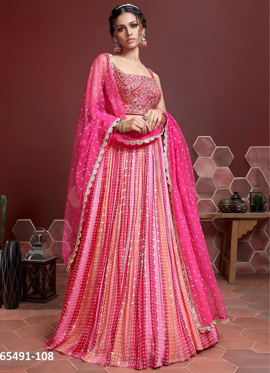 MANDAKINI 1 - Catalog # 65491 (Set of 10 Semi-Stitched Lehengas)