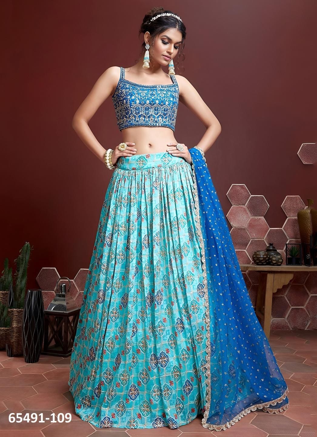 MANDAKINI 1 - Catalog # 65491 (Set of 10 Semi-Stitched Lehengas)