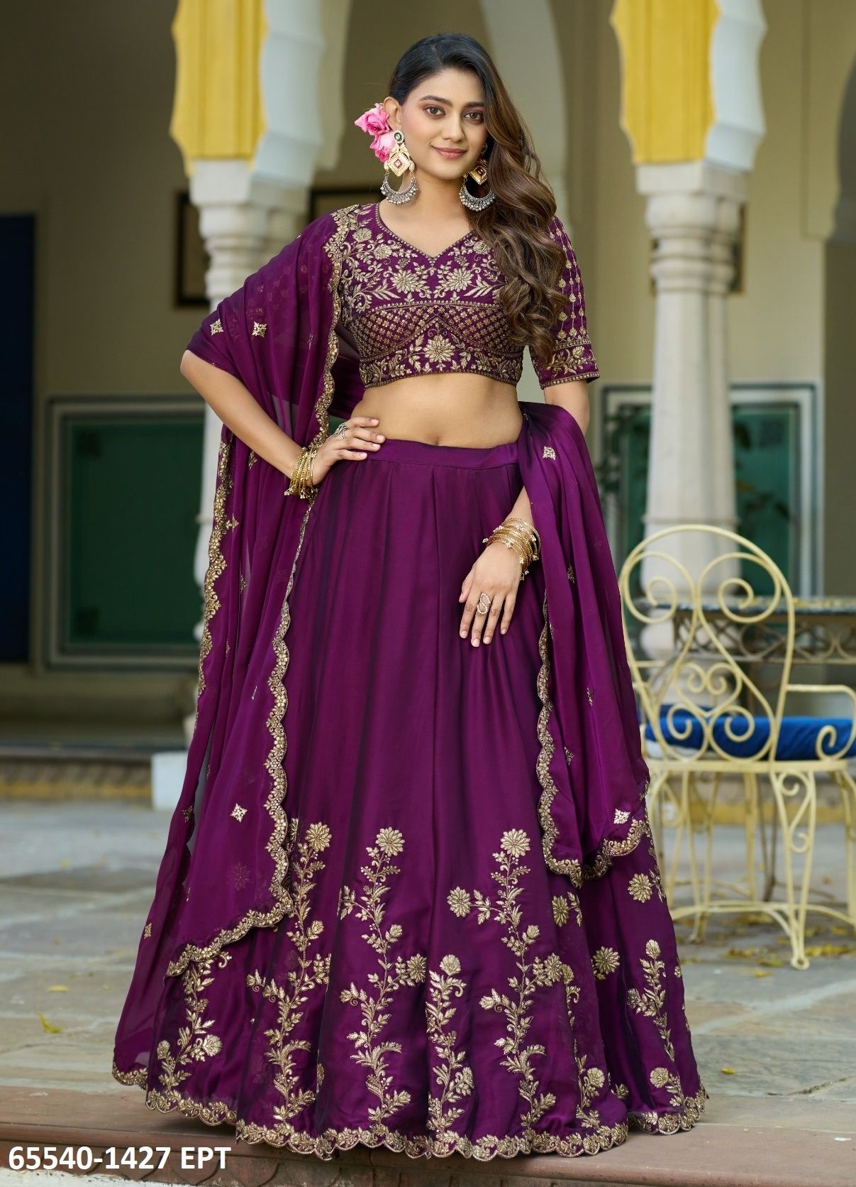 SERIES 1427 - Catalog # 65540 (Set of 4 Semi-Stitched Lehengas)
