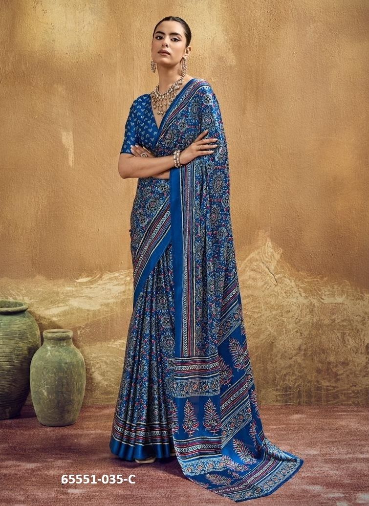 PURE AJRAKH 35 - Catalog # 65551 (Set of 6 Sarees) PURE AJRAKH 35 - Catalog # 65551 (Set of 6 Sarees)