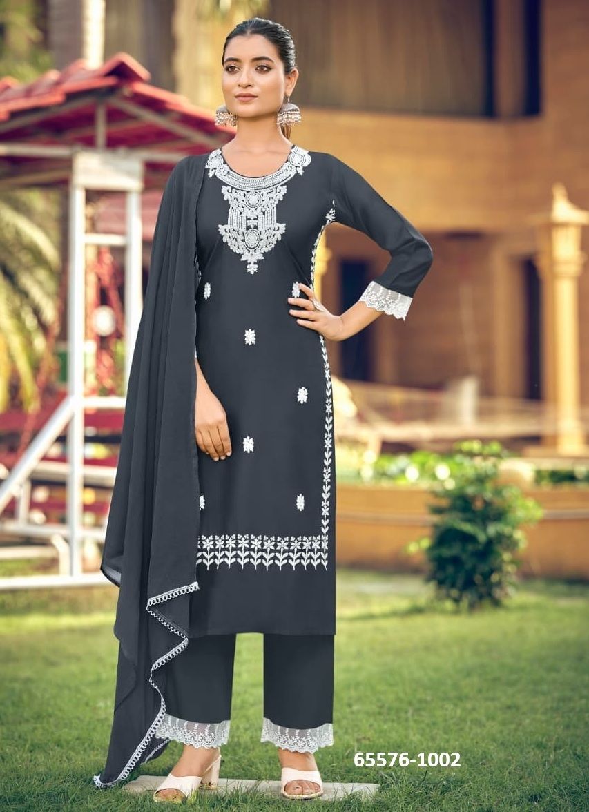 WHITE LOTUS 3 - Catalog # 65576 (Set of 6 Readymade Salwar Suits) WHITE LOTUS 3 - Catalog # 65576 (Set of 6 Readymade Salwar Suits)