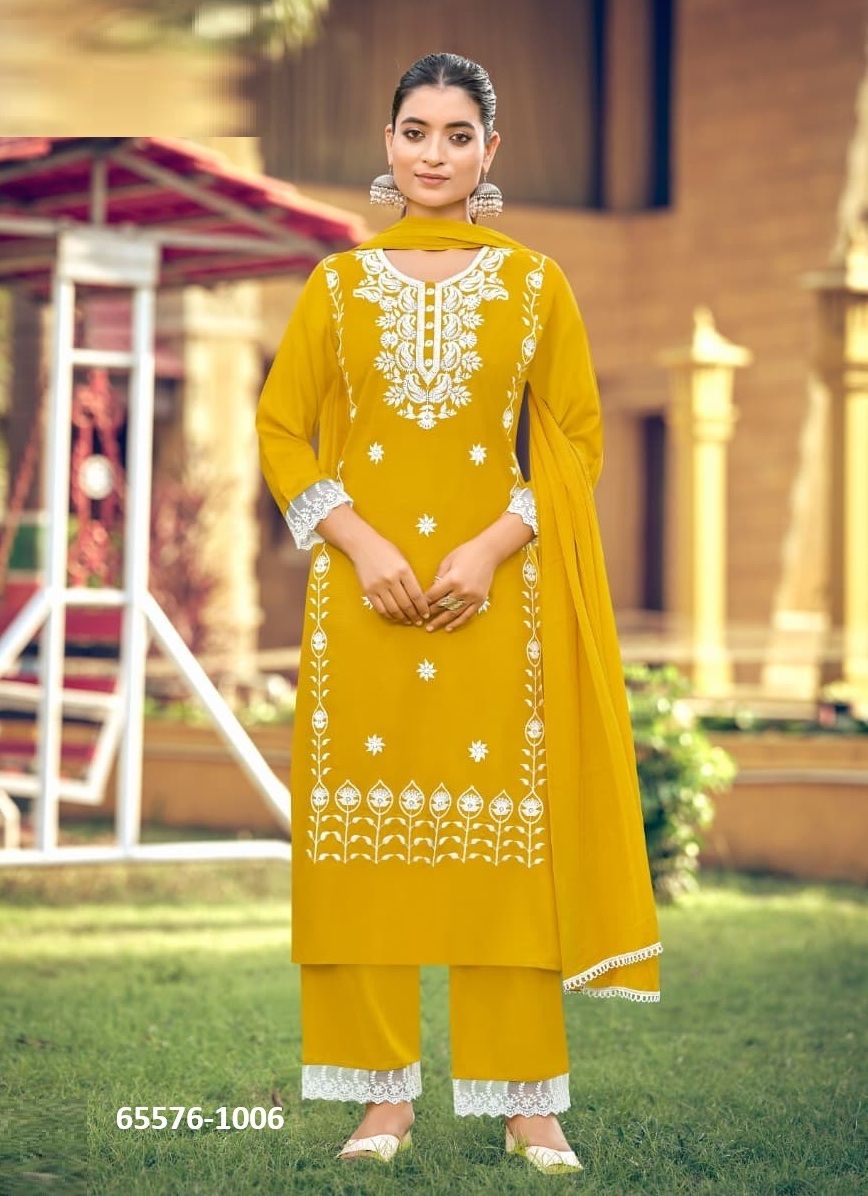 WHITE LOTUS 3 - Catalog # 65576 (Set of 6 Readymade Salwar Suits) WHITE LOTUS 3 - Catalog # 65576 (Set of 6 Readymade Salwar Suits)