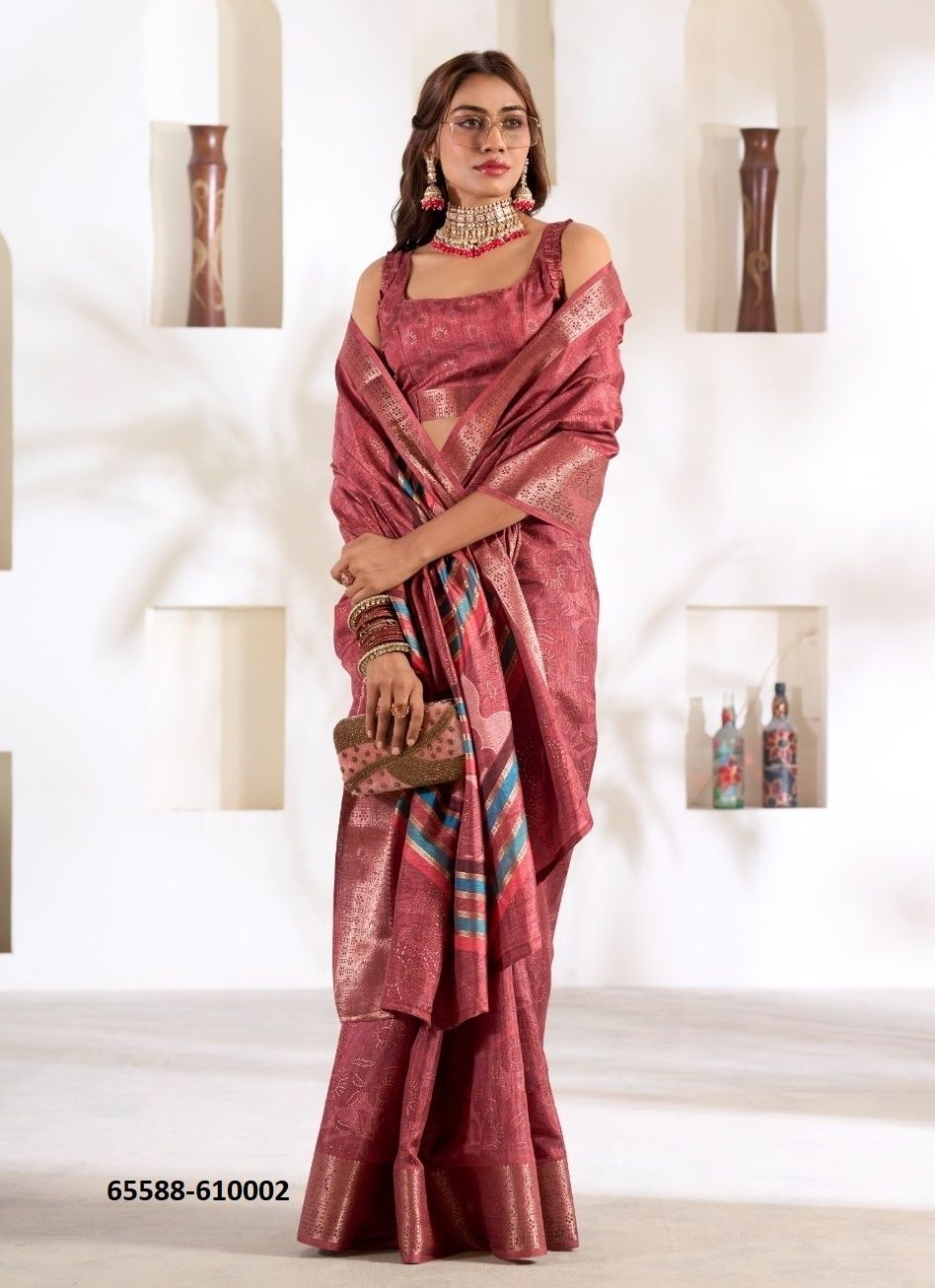VIOLET SILK - Catalog # 65588 (Set of 6 Sarees) VIOLET SILK - Catalog # 65588 (Set of 6 Sarees)