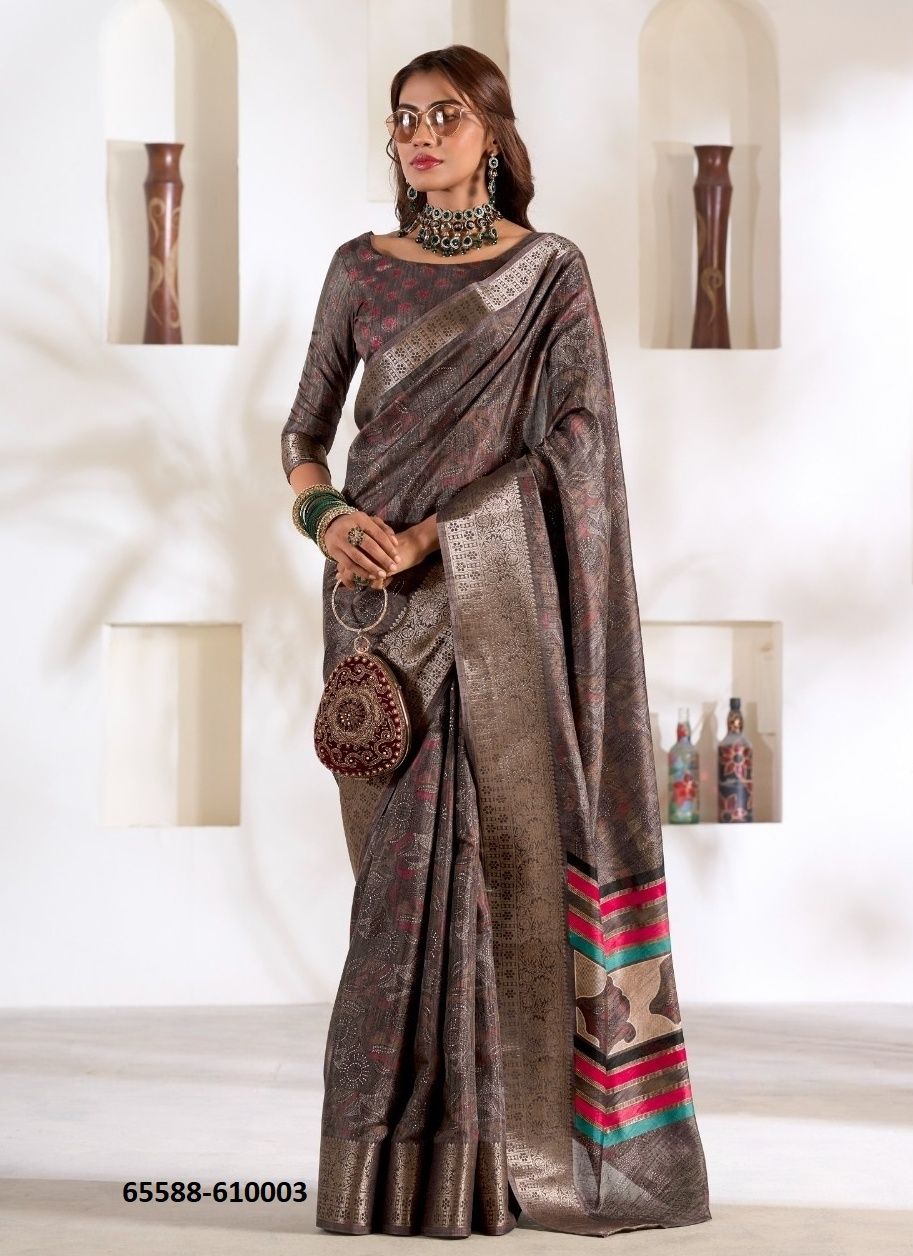 VIOLET SILK - Catalog # 65588 (Set of 6 Sarees) VIOLET SILK - Catalog # 65588 (Set of 6 Sarees)