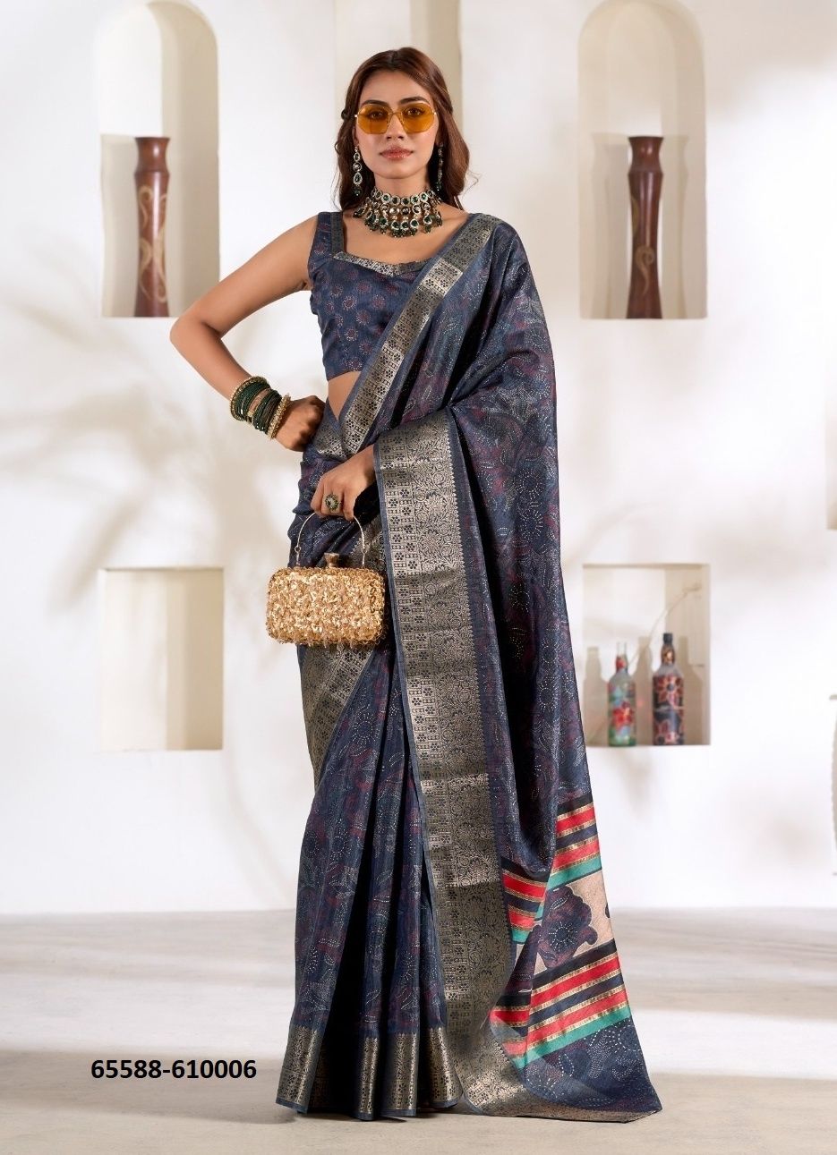 VIOLET SILK - Catalog # 65588 (Set of 6 Sarees) VIOLET SILK - Catalog # 65588 (Set of 6 Sarees)