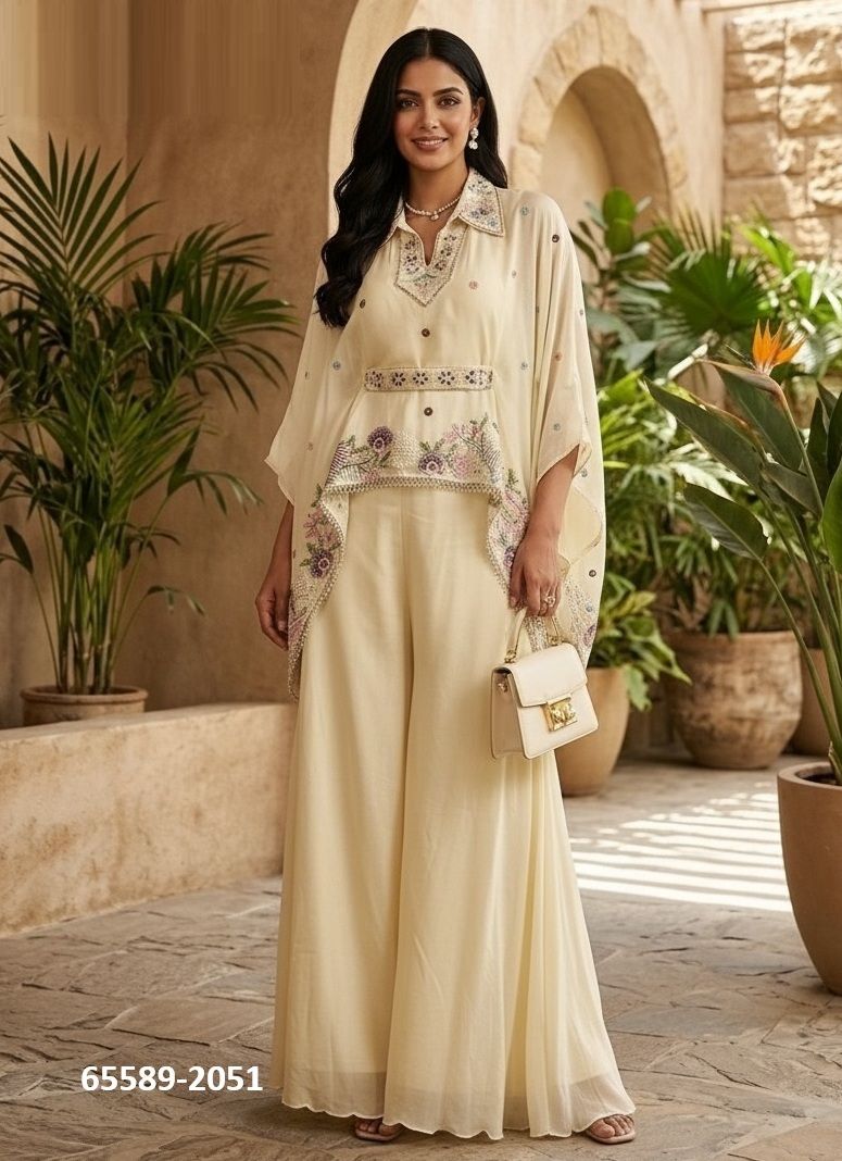 PARTY WEAR CO-ORD SET 2050 - Catalog # 65589 (Set of 3 Tops With Bottoms) PARTY WEAR CO-ORD SET 2050 - Catalog # 65589 (Set of 3 Tops With Bottoms)