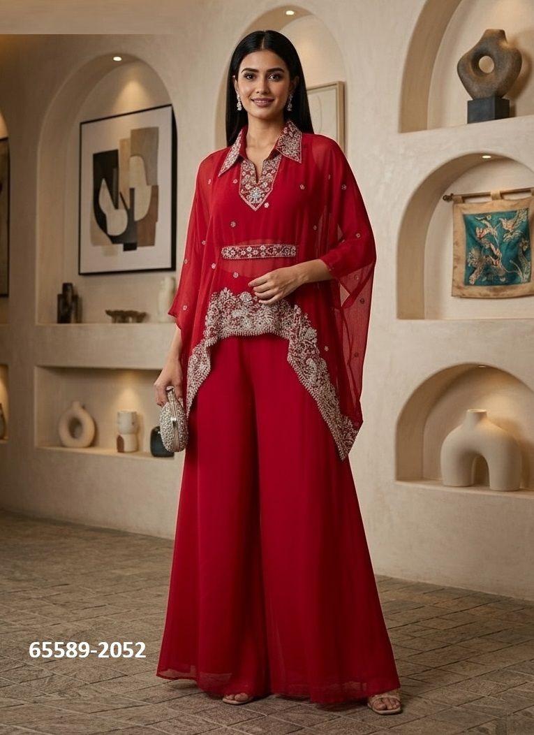 PARTY WEAR CO-ORD SET 2050 - Catalog # 65589 (Set of 3 Tops With Bottoms) PARTY WEAR CO-ORD SET 2050 - Catalog # 65589 (Set of 3 Tops With Bottoms)