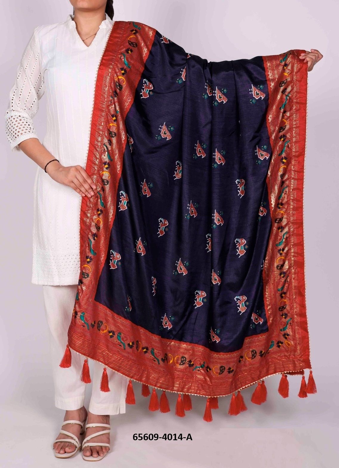 TUSSER SILK BANDHANI PATOLA - Catalog # 65609 (Set of 20 Only Dupattas) TUSSER SILK BANDHANI PATOLA - Catalog # 65609 (Set of 20 Only Dupattas)